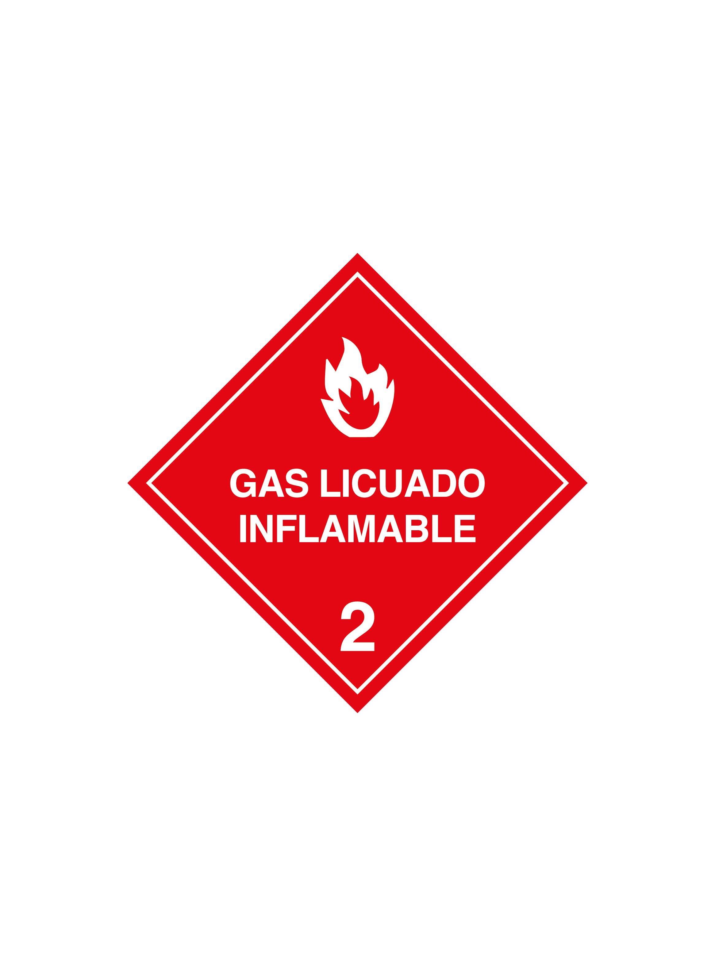 Señalética en adhesivo vehicular Gas Licuado Inflamable Clase 2-0