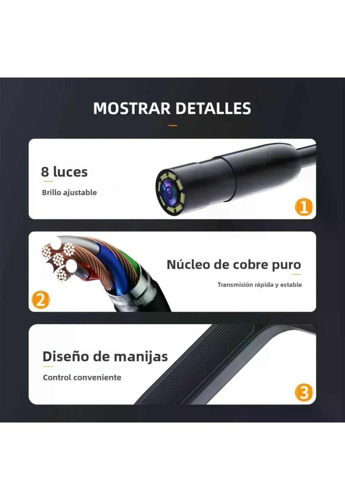 Endoscopio Boroscopio Industrial 1080p Cámara Automotriz 2m-5