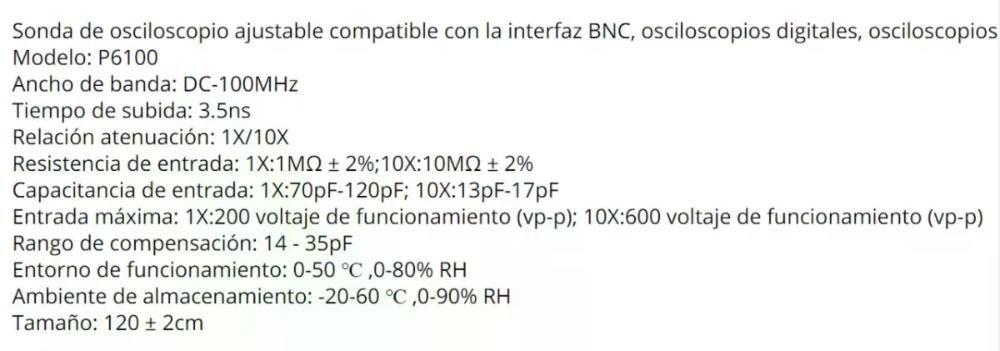 Sonda De Osciloscopio Hantek Bnc P6100 100mhz, Mhz 1x 10x-2