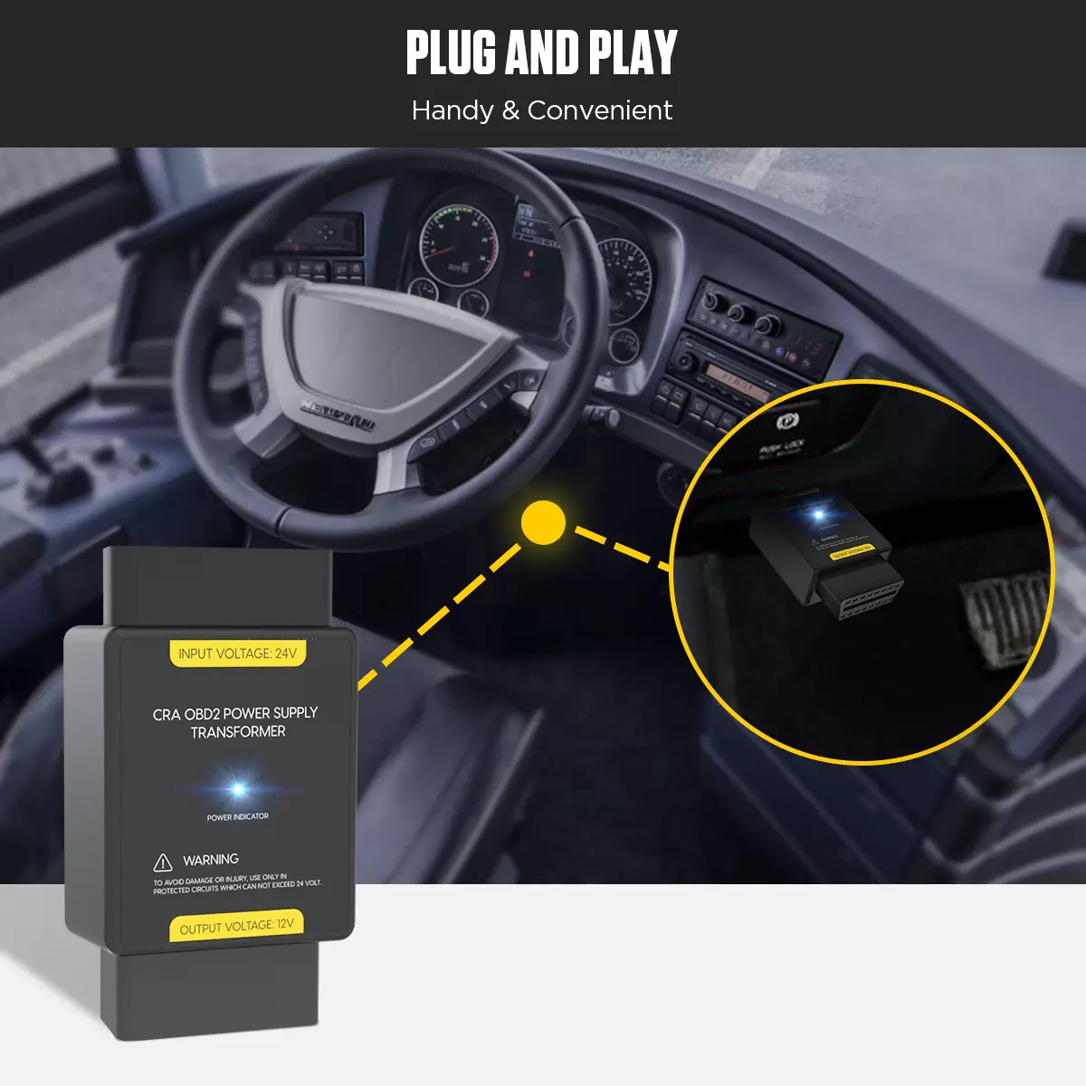 Adaptador OBD2 Fuente de alimentación de 24v a 12v-4