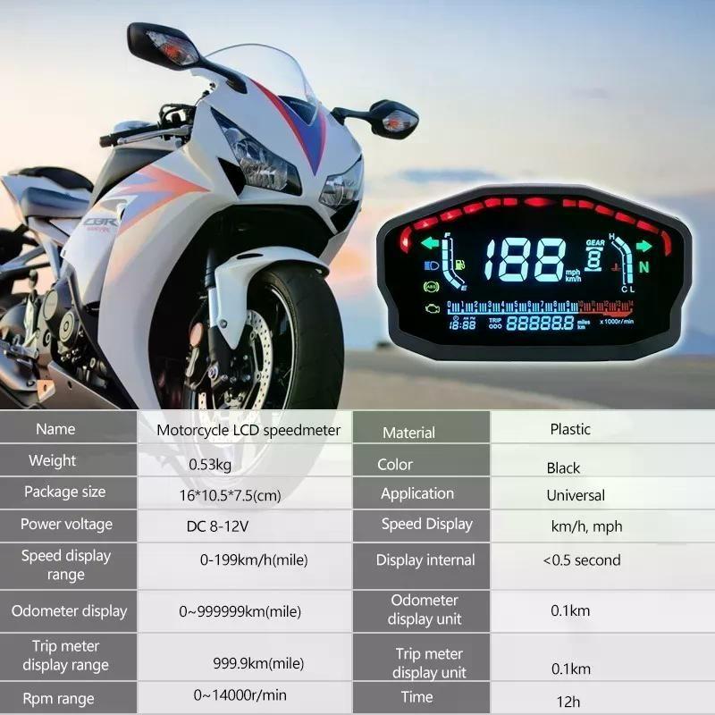 Medidor Velocidad Moto Pantalla Lcd Temp Agua Aceite-6