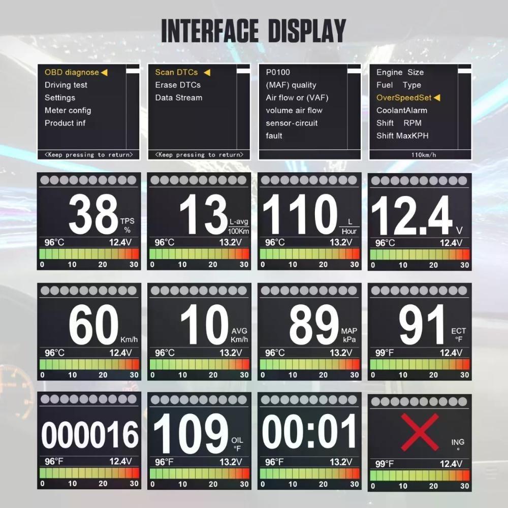 Medidor Velocímetro X60 Pro Autool Hud Digital-2