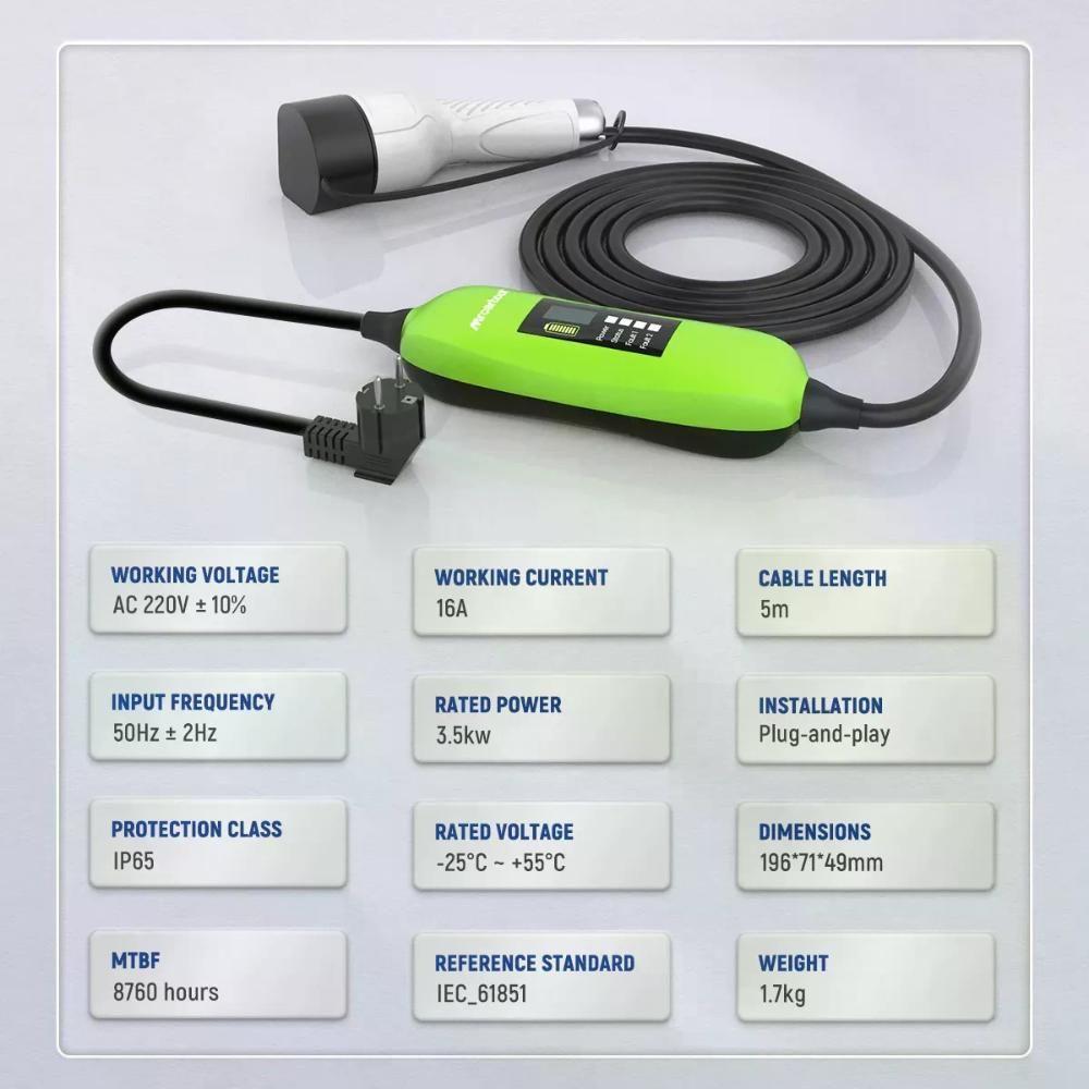 Cargador Auto Eléctrico S300, J1772 16a 5mt-1