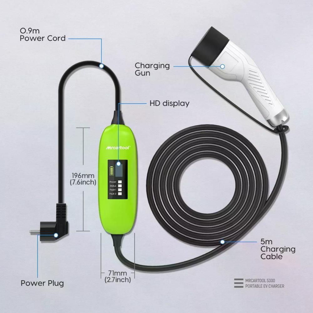 Cargador Auto Eléctrico S300, J1772 16a 5mt-8