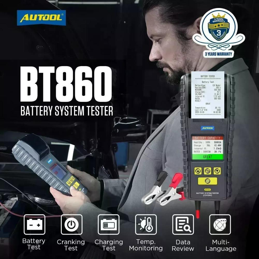 Probador Batería Bt860 Autool Impresora 12-24v-1