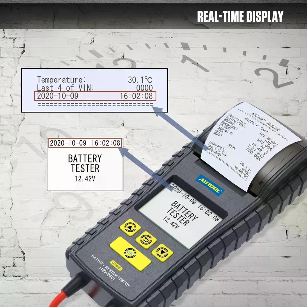 Probador Batería Bt860 Autool Impresora 12-24v-7