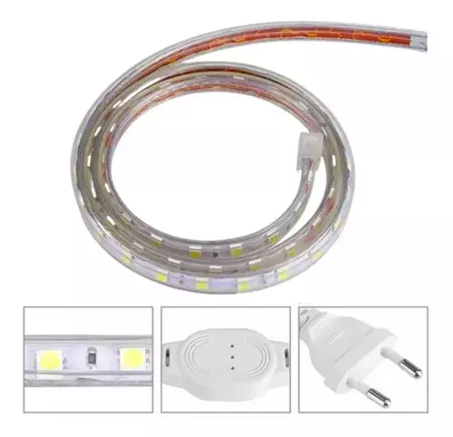 Cinta Led Azul Impermeable 10 Metros + Conector Al 220v-2