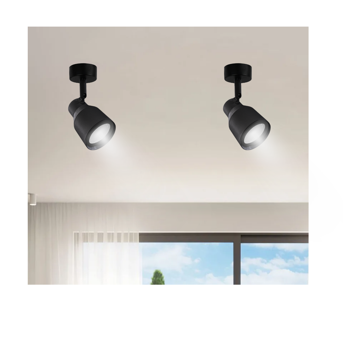 Aplique Negro Con Ampolleta Dicroica Dirigible Luz Calida-2