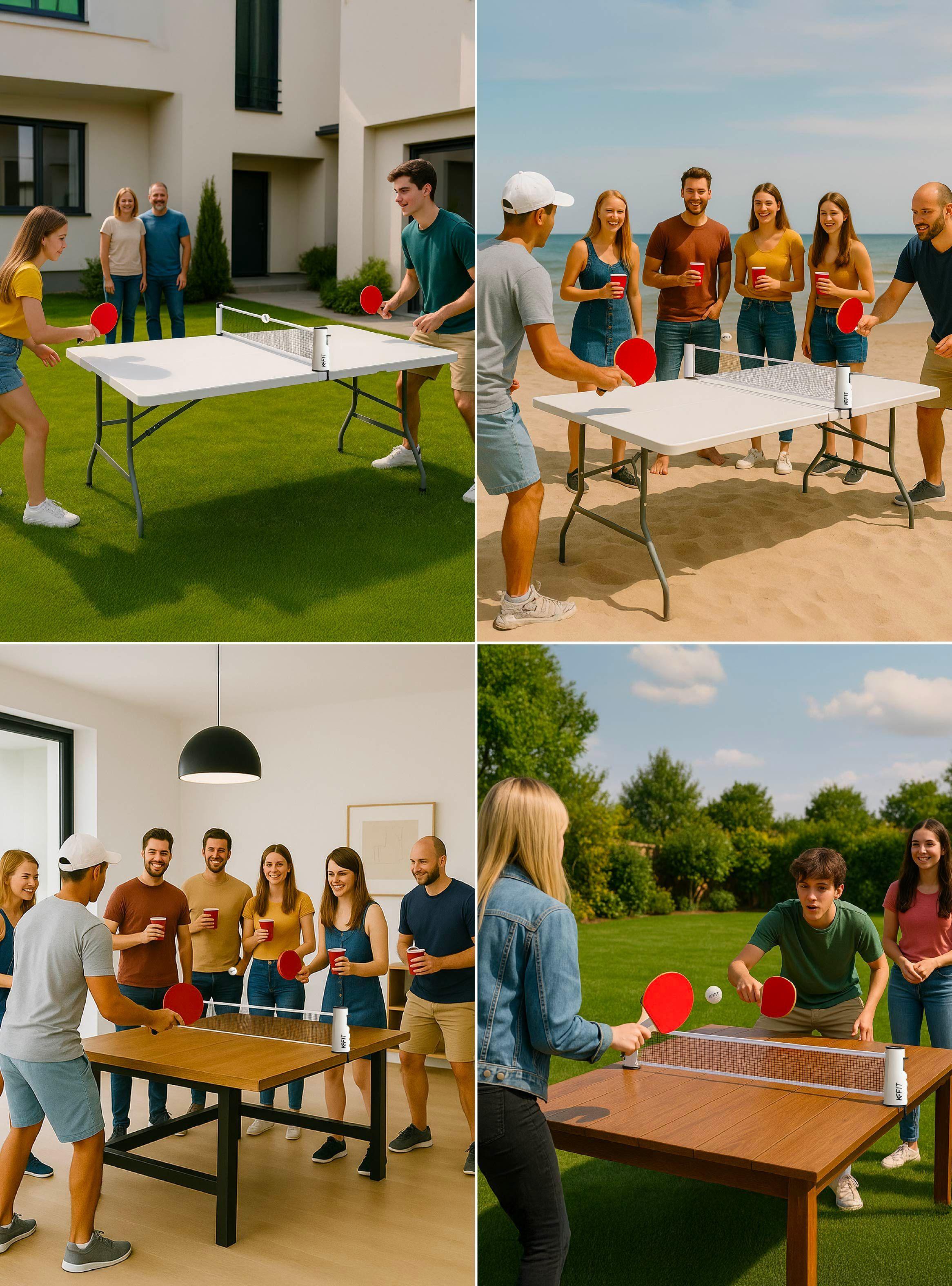 Set Ping Pong Tenis Mesa 2 Paleta + 3 Pelotas + Malla Retráctil K-Fit-4