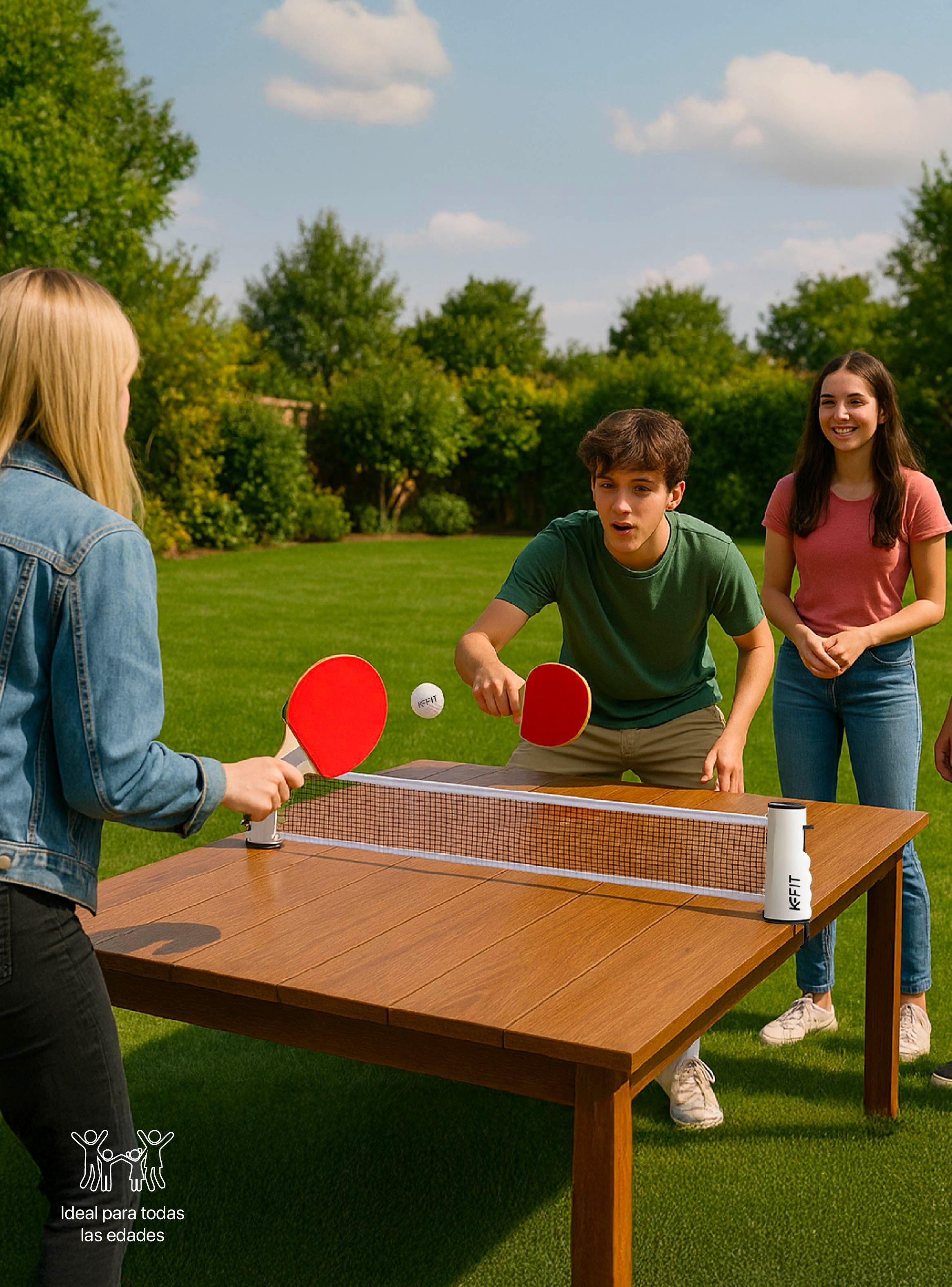 Set Ping Pong Tenis Mesa 2 Paleta + 3 Pelotas + Malla Retráctil K-Fit-7