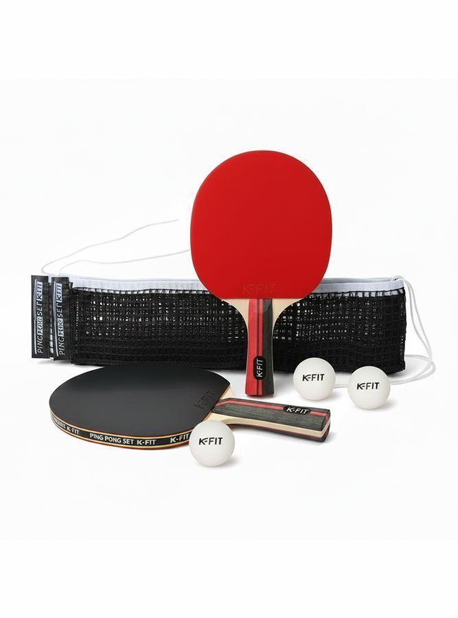 Set Ping Pong Tenis Mesa 2 Paleta + 3 Pelotas + Malla Retráctil K-Fit-2
