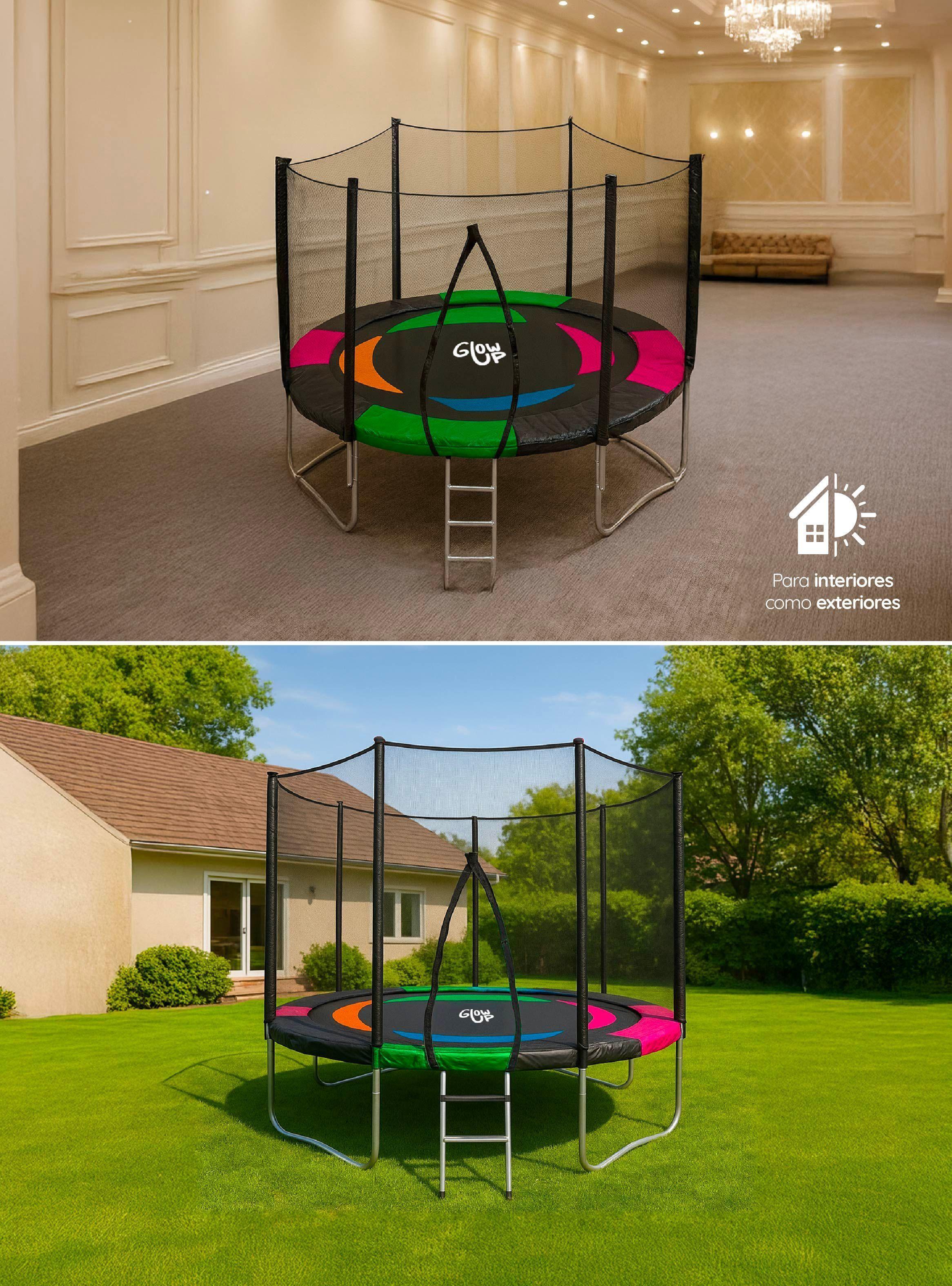 Cama Elástica 2,44 mts 8ft Glowup + Escalera Edición Exclusiva P-5