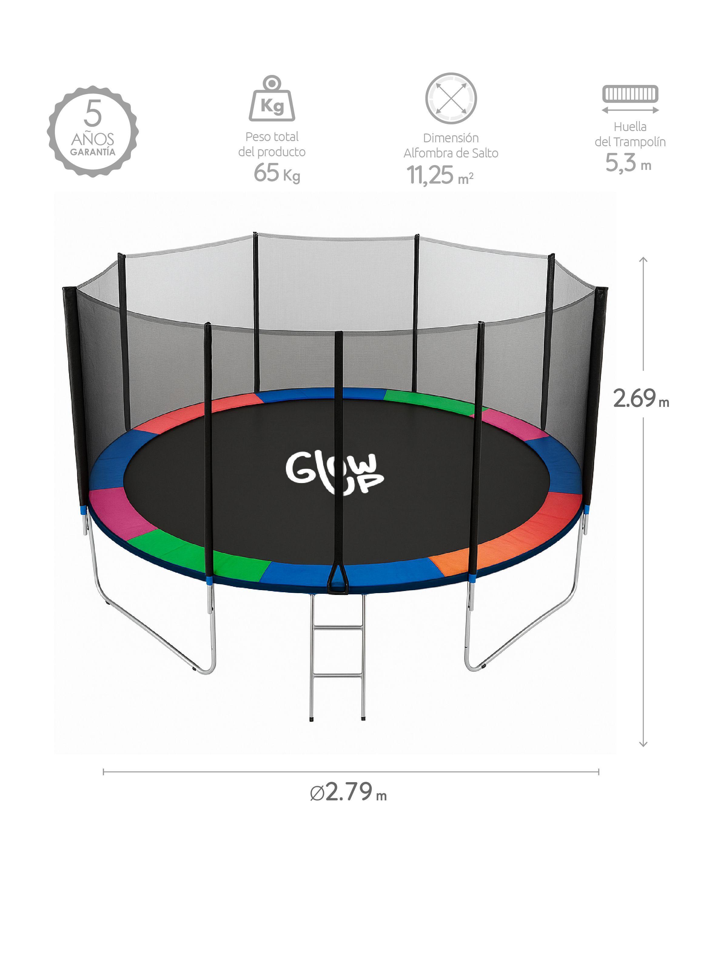 Cama Elástica 14ft 4,27 mts GlowUp con Malla seguridad + Escalera-1