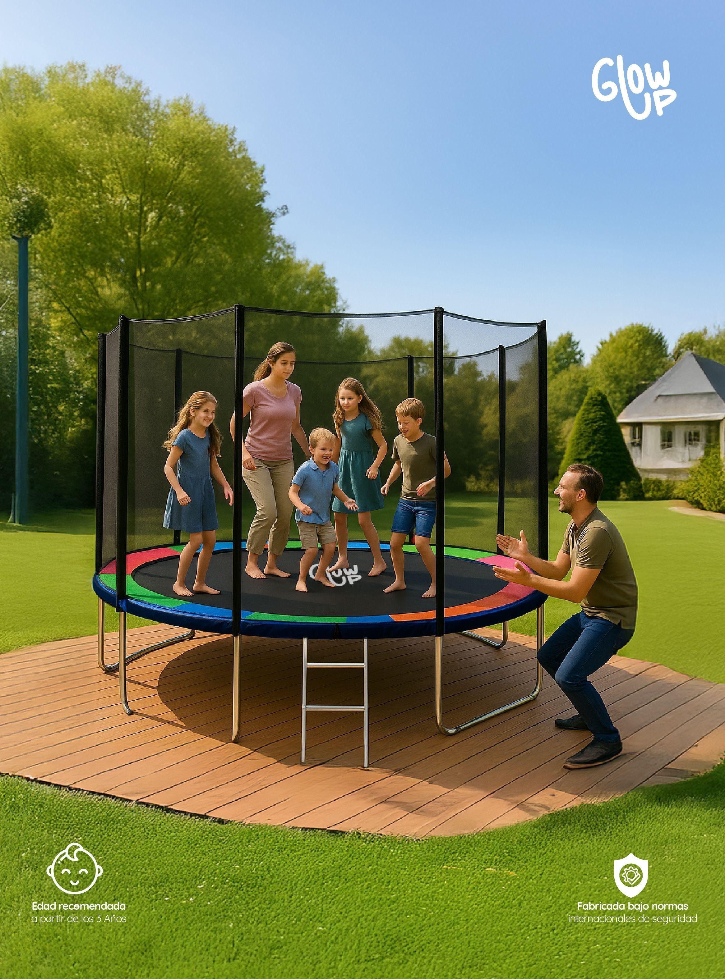 Cama Elástica 14ft 4,27 mts GlowUp con Malla seguridad + Escalera-7