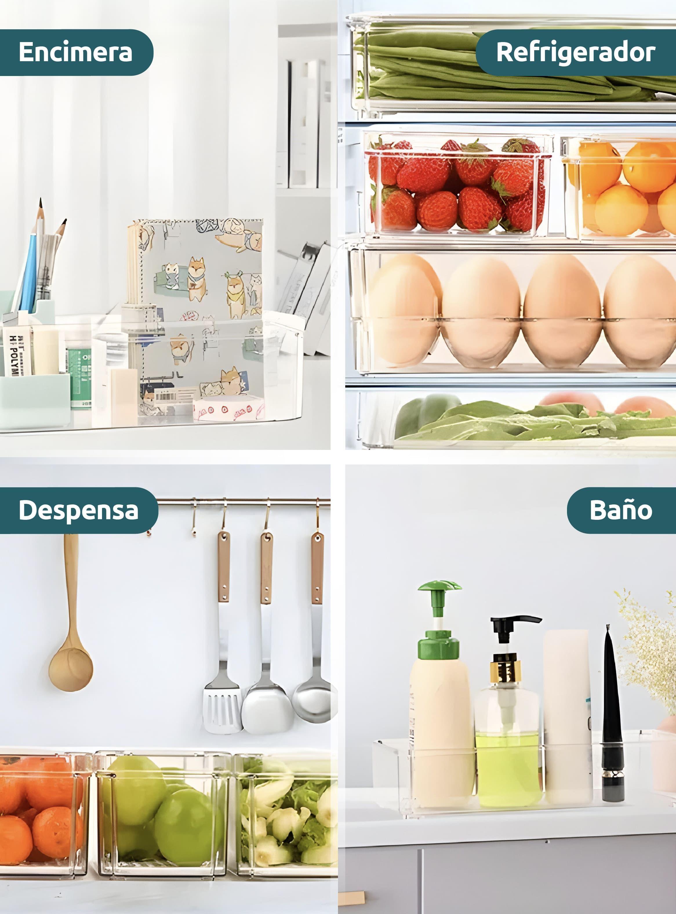 Pack De 4 Organizadores Contenedores Con Tapa Refrigerador-4