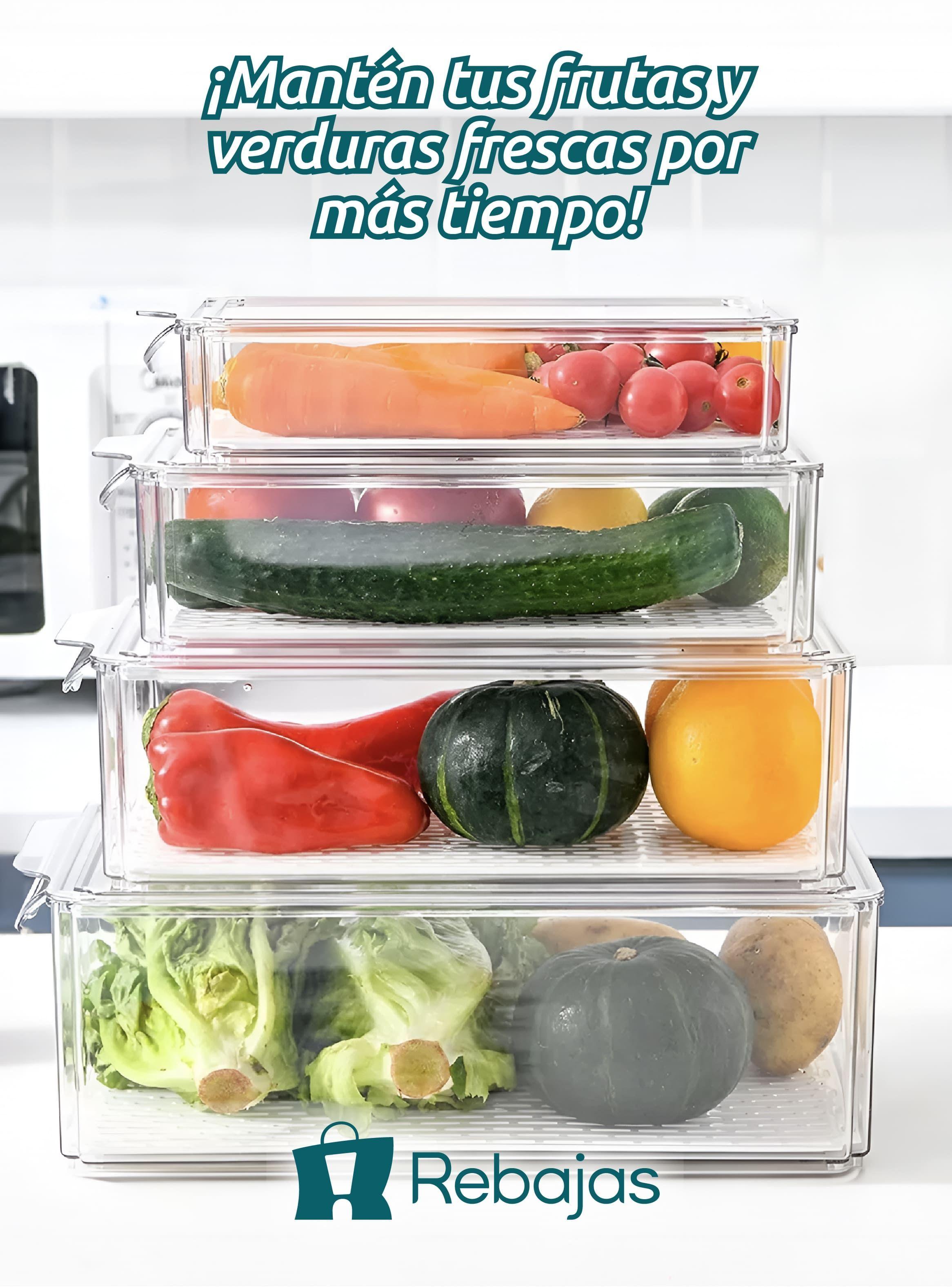 Pack De 4 Organizadores Contenedores Con Tapa Refrigerador-5