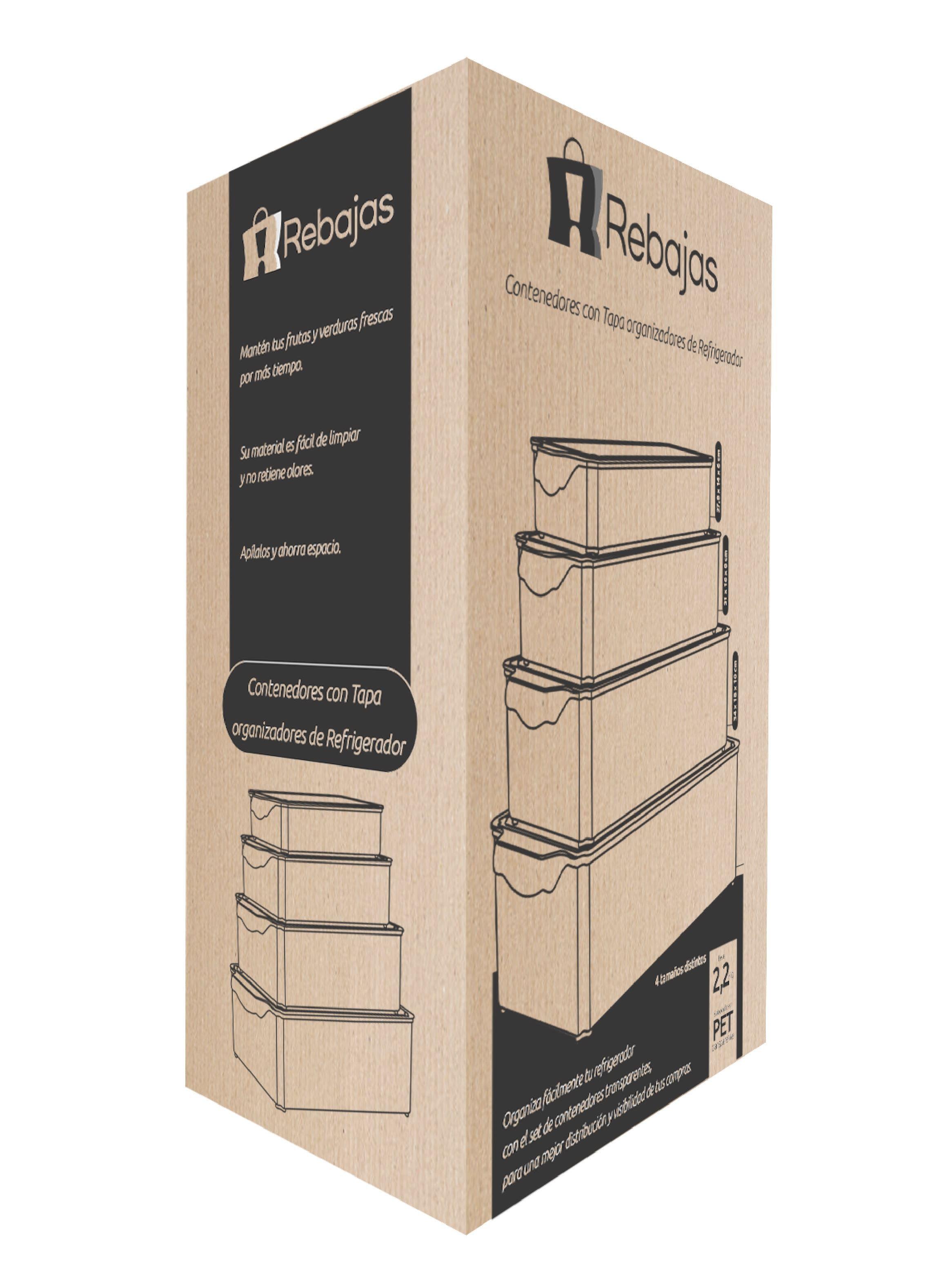 Pack De 4 Organizadores Contenedores Con Tapa Refrigerador-7
