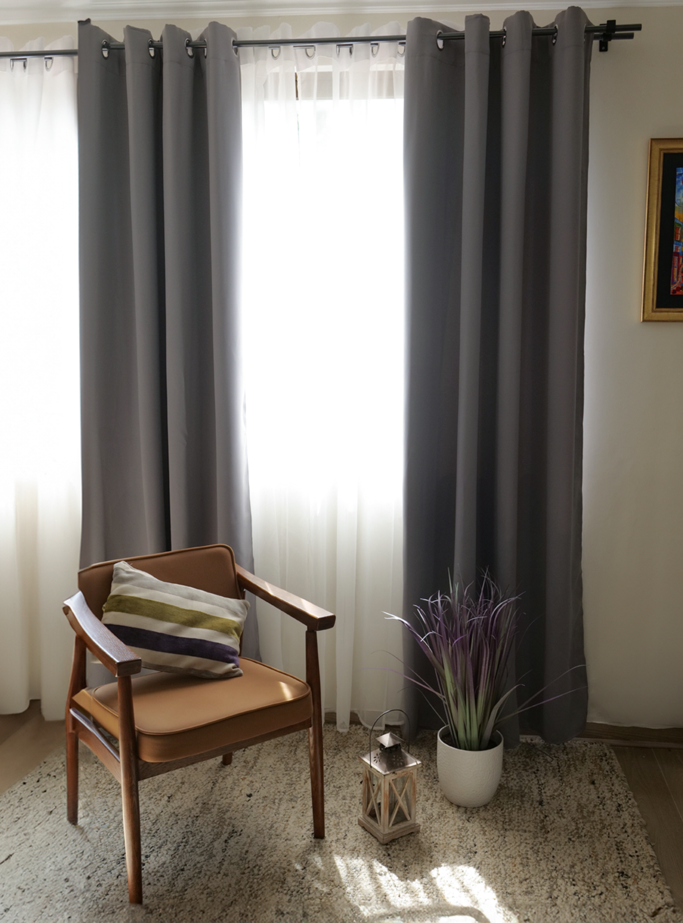 Pack Cortina de Tela Blackout Vincenzi 140x220 Gris-2