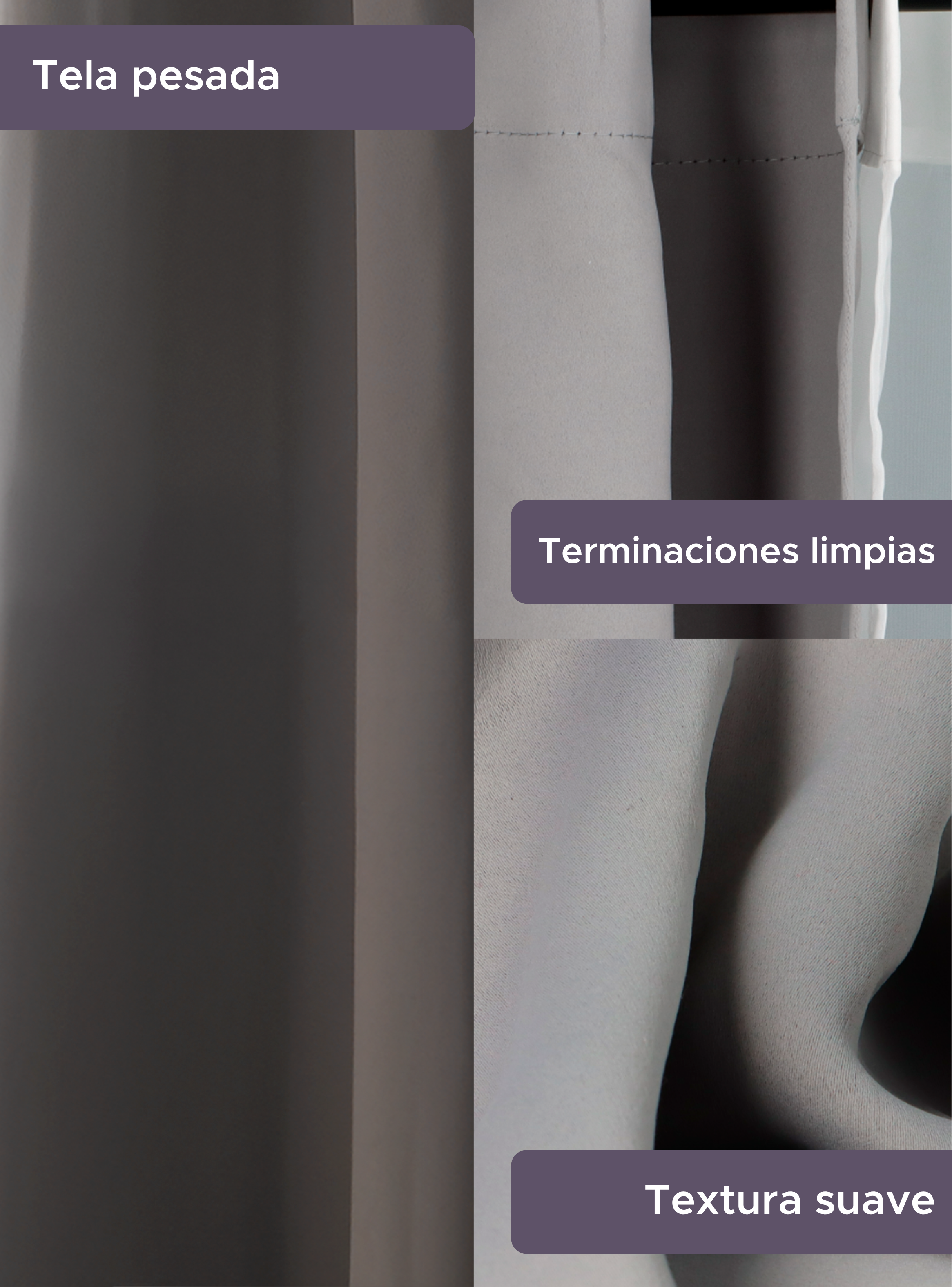 Pack Cortina de Tela Blackout Vincenzi 140x220 Gris-4