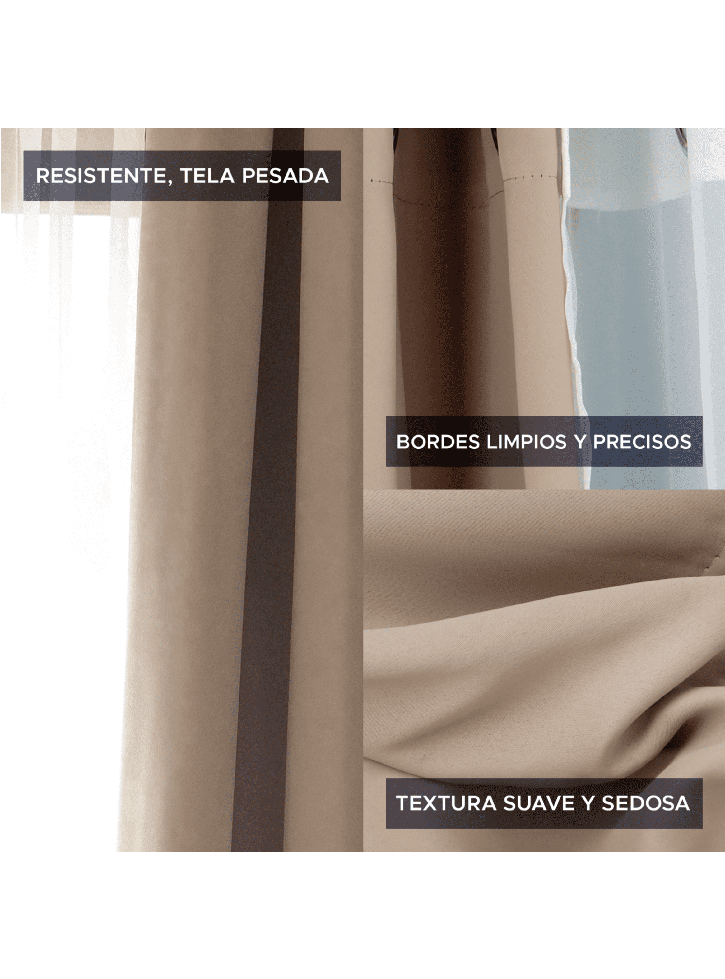 Pack Cortina de Tela Blackout Beige  Velo Vincenzi 140x220-4