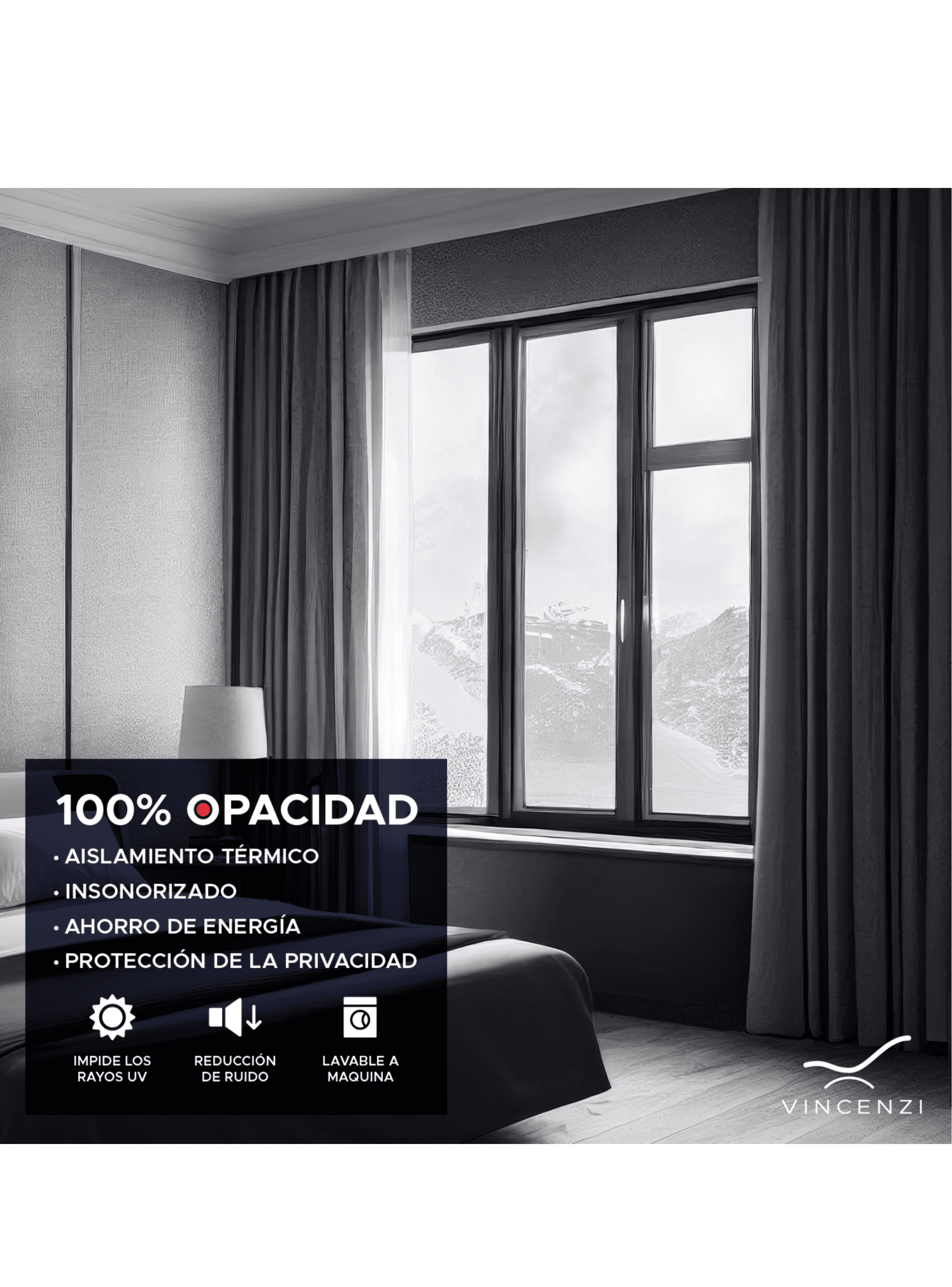 Cortina de Tela Blackout Gris Grafito Vincenzi 140x220-3