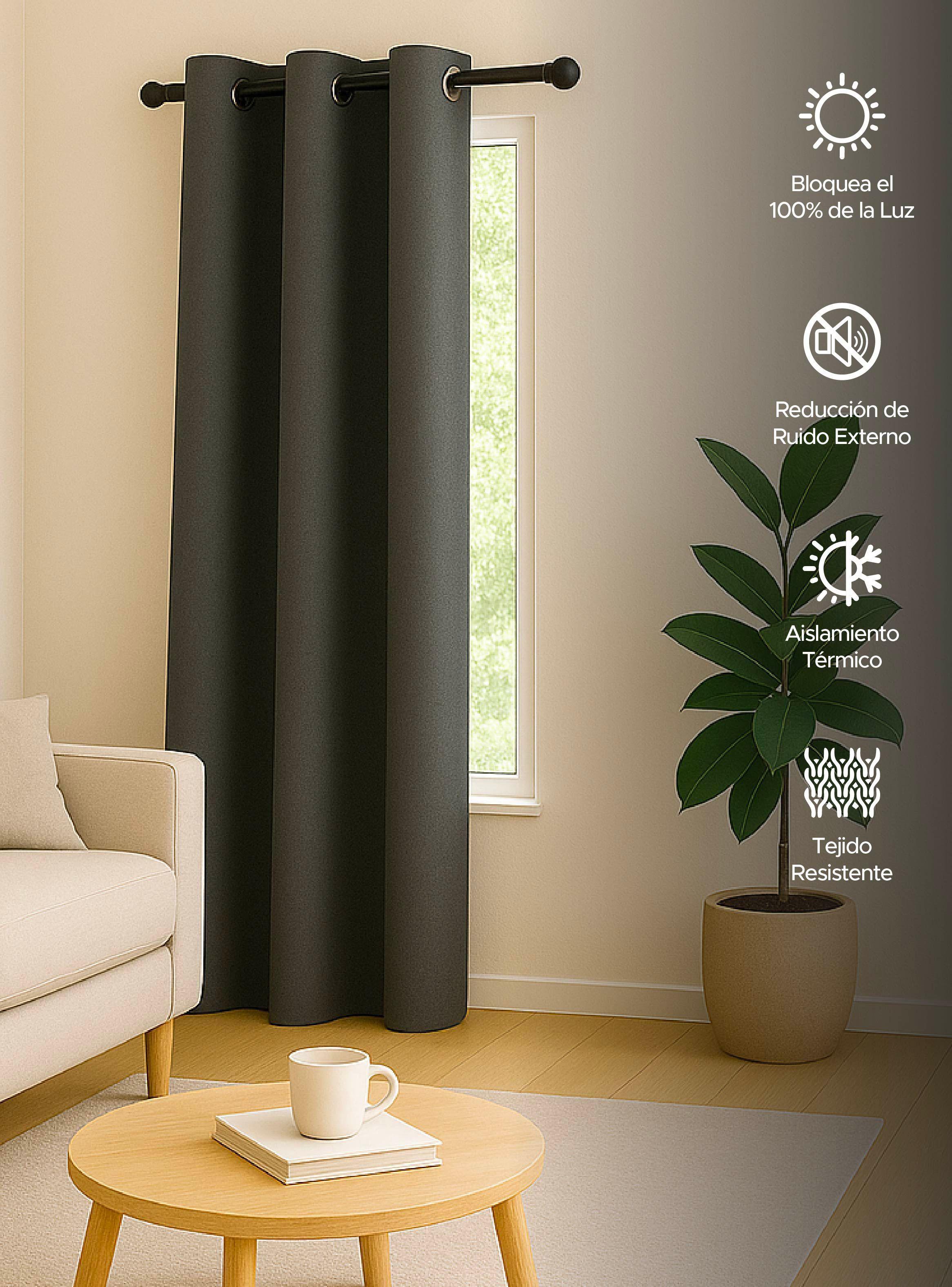 Cortina de Tela Blackout Gris Grafito 140x220 cm Vincenzi -4
