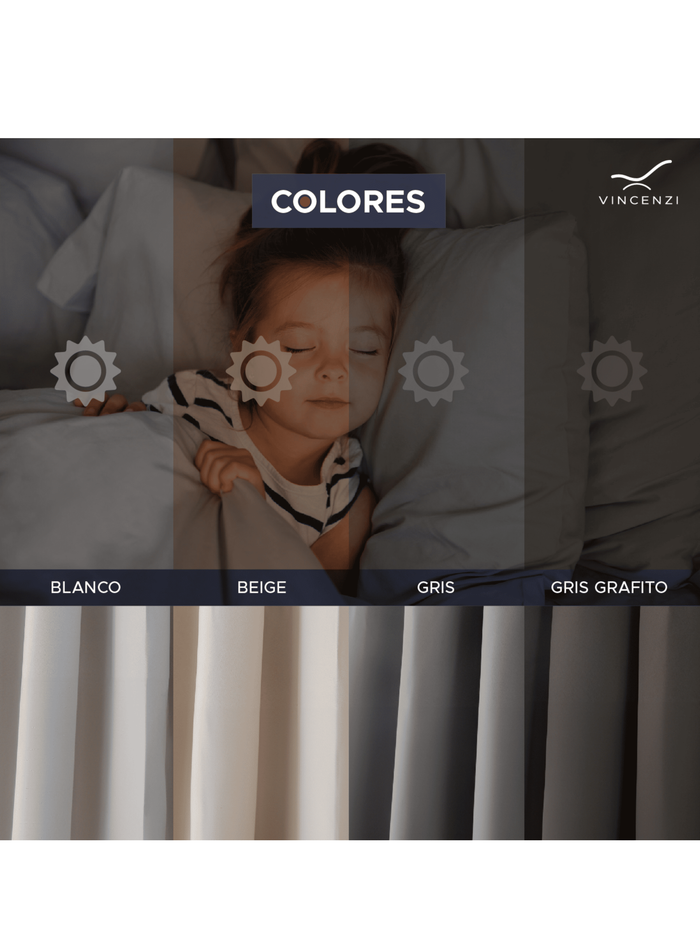 Pack Cortina de Tela Blackout Vincenzi 140x220 Blanca-6