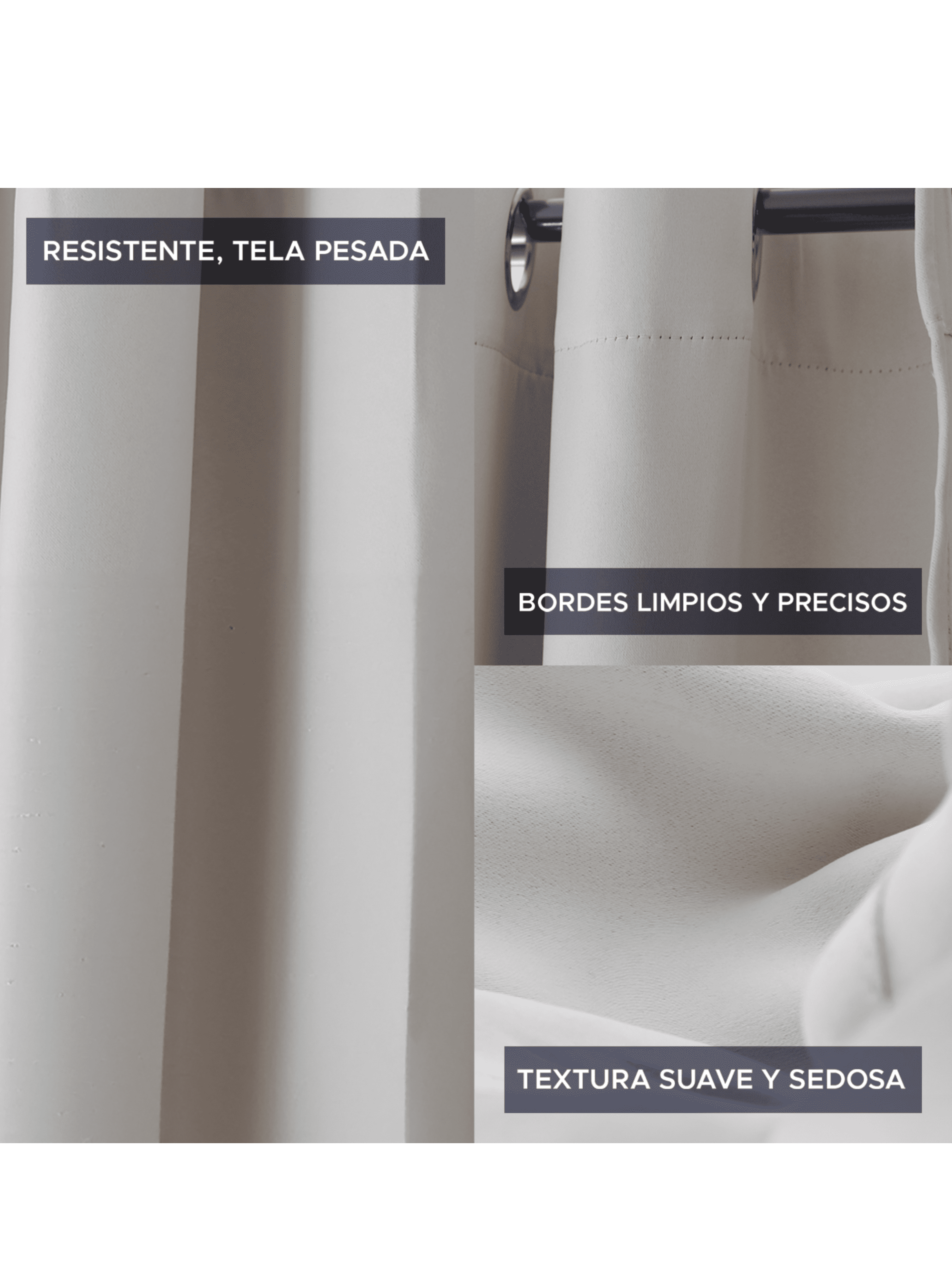 Pack Cortina de Tela Blackout Vincenzi 140x220 Blanca-4