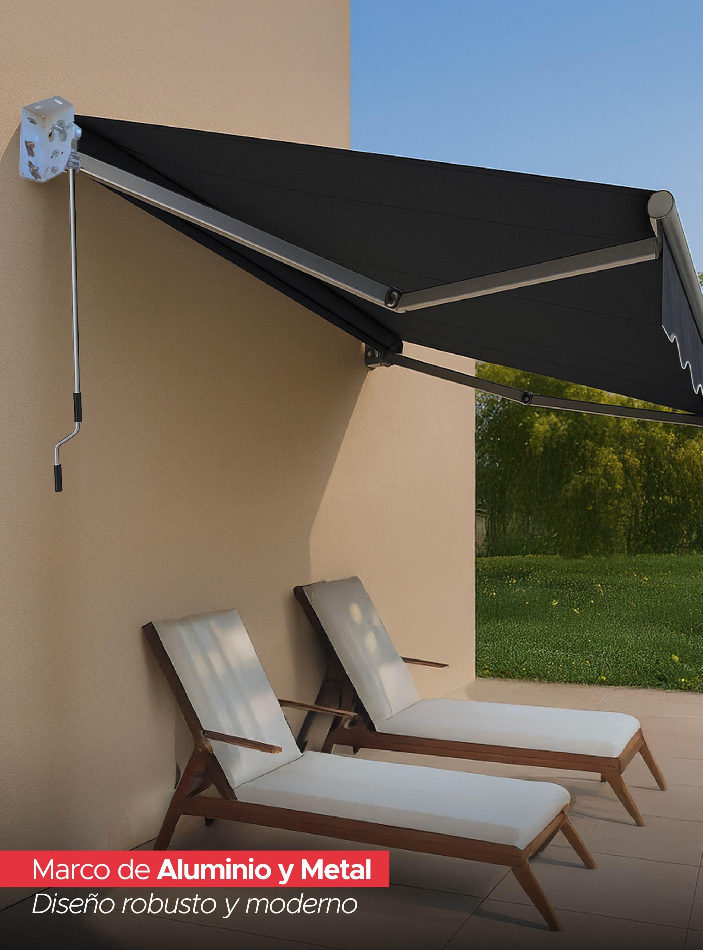 Toldo Retráctil 200x150 Cm Grafito Brazo Manual Para Terraza Vincenzi-4