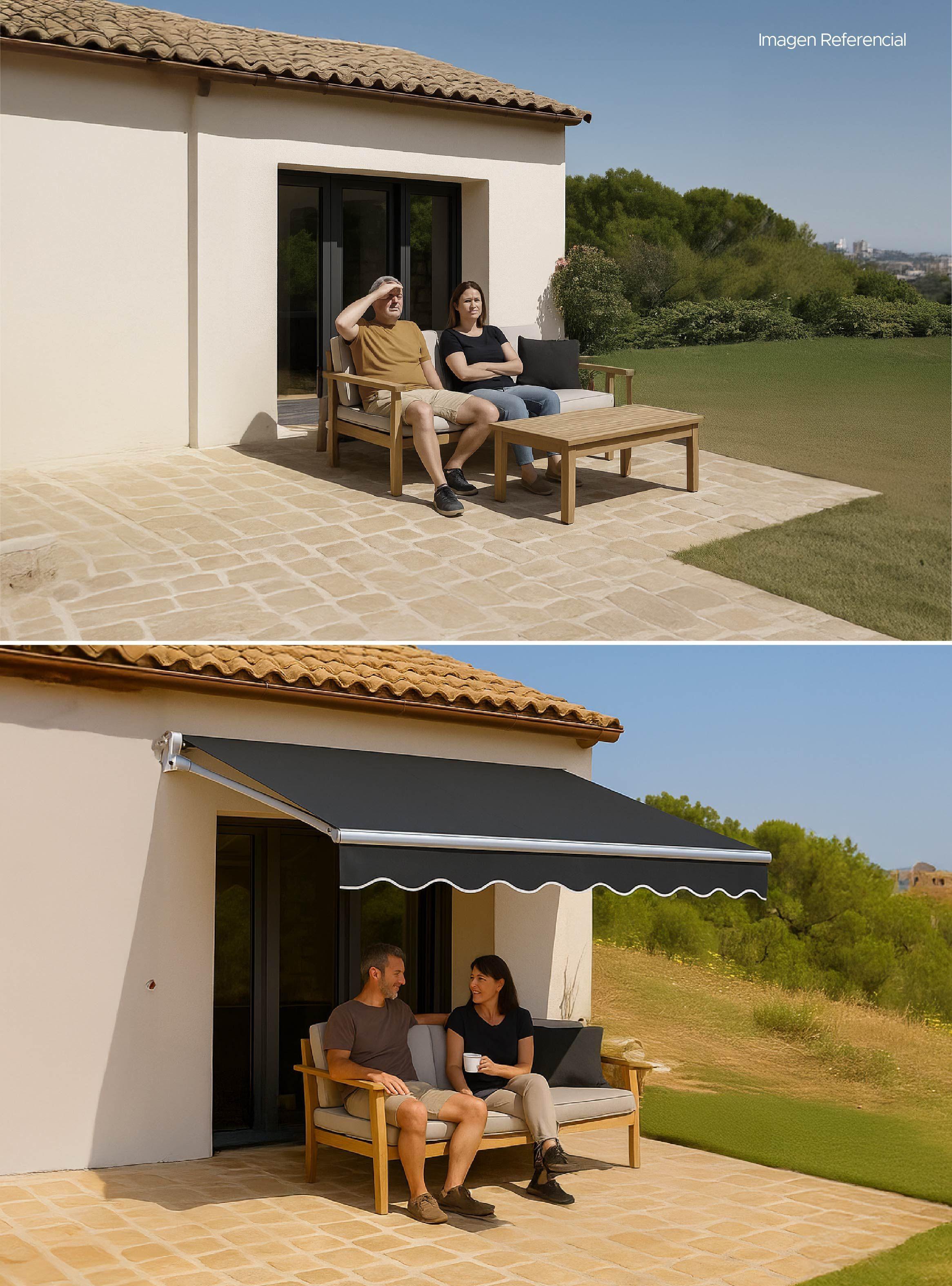 Toldo Retráctil 200x150 Cm Grafito Brazo Manual Para Terraza Vincenzi-5
