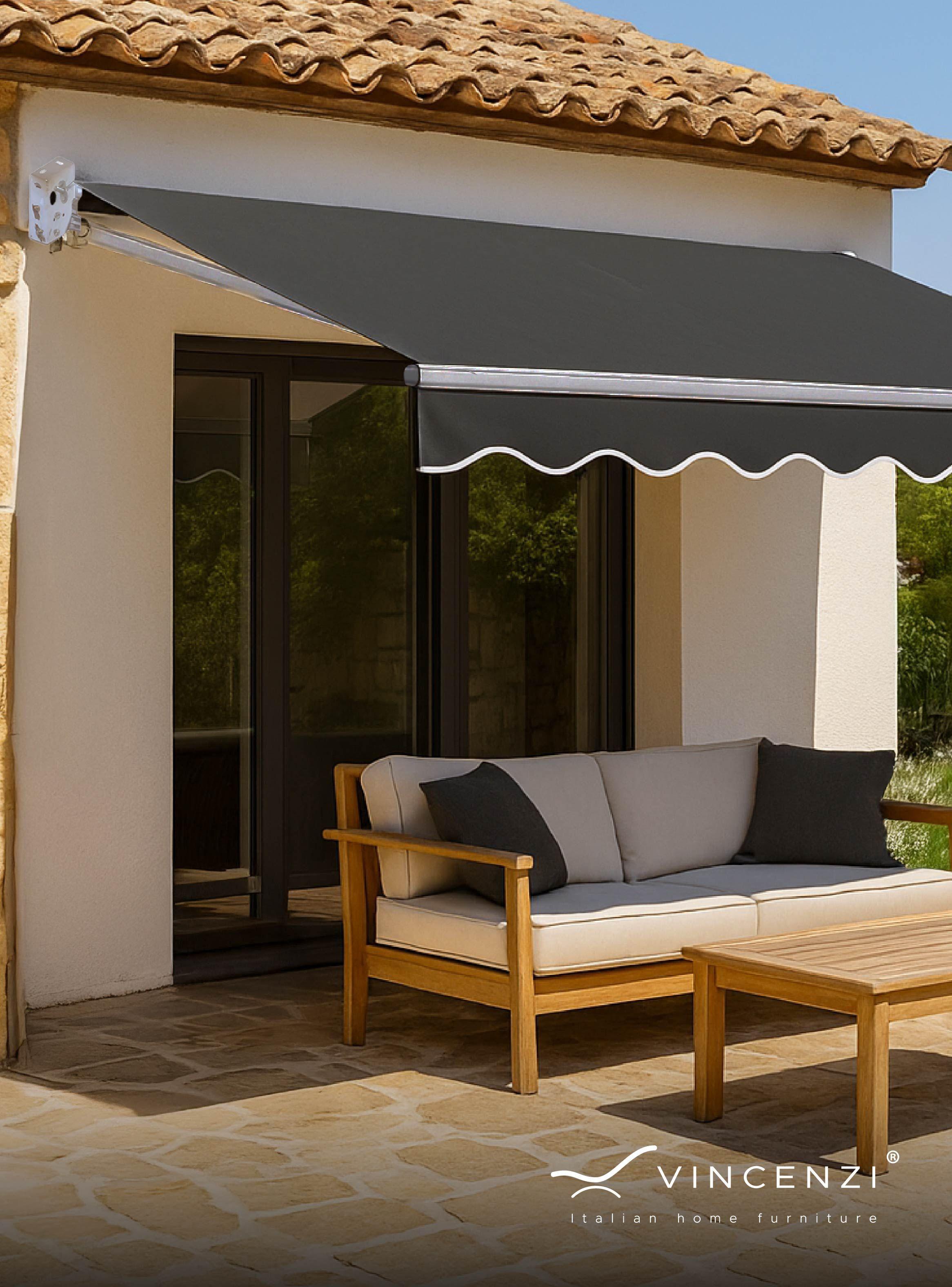 Toldo Retráctil 200x150 Cm Grafito Brazo Manual Para Terraza Vincenzi-6