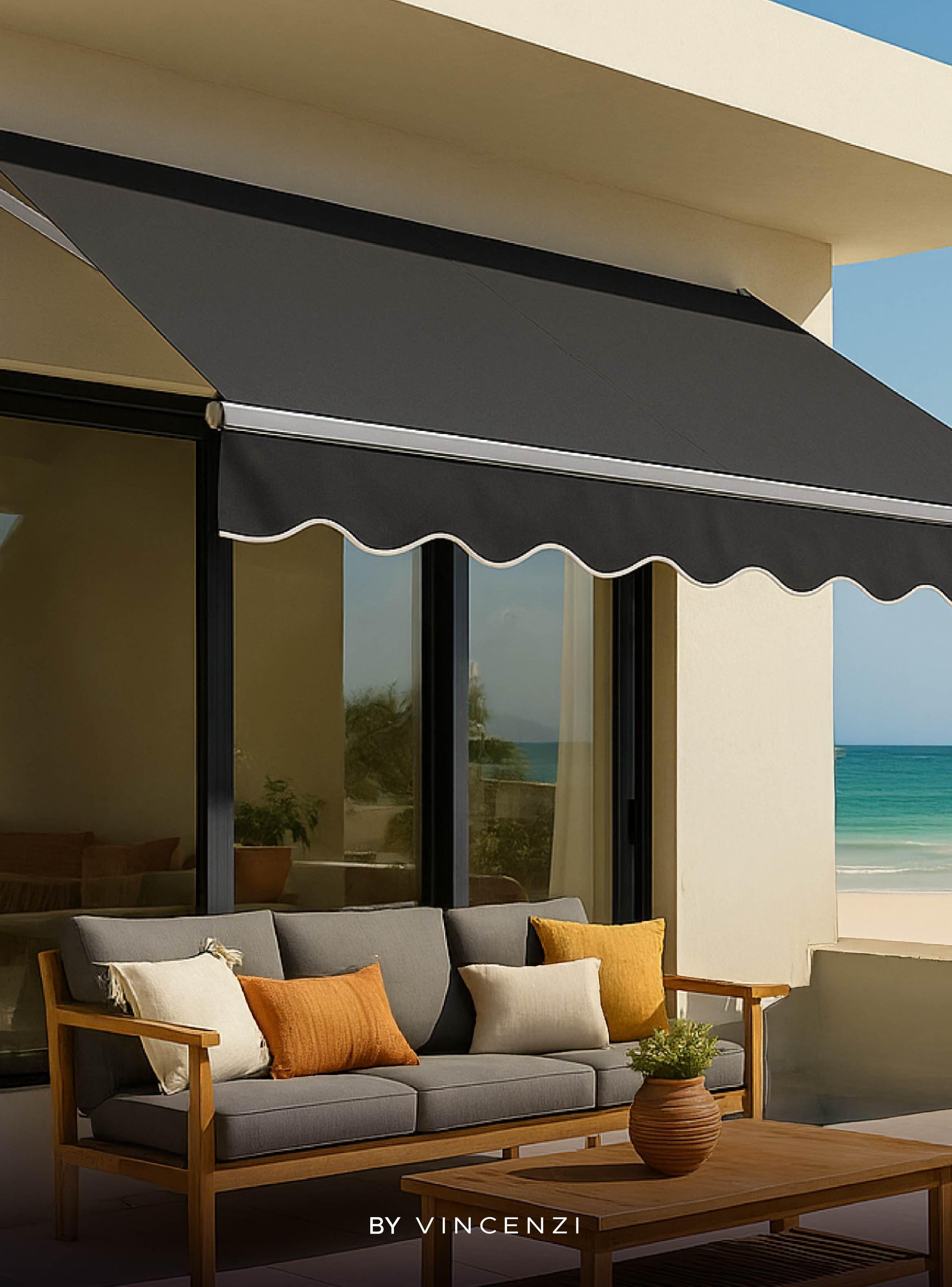 Toldo Retráctil 200x150 Cm Grafito Brazo Manual Para Terraza Vincenzi-7