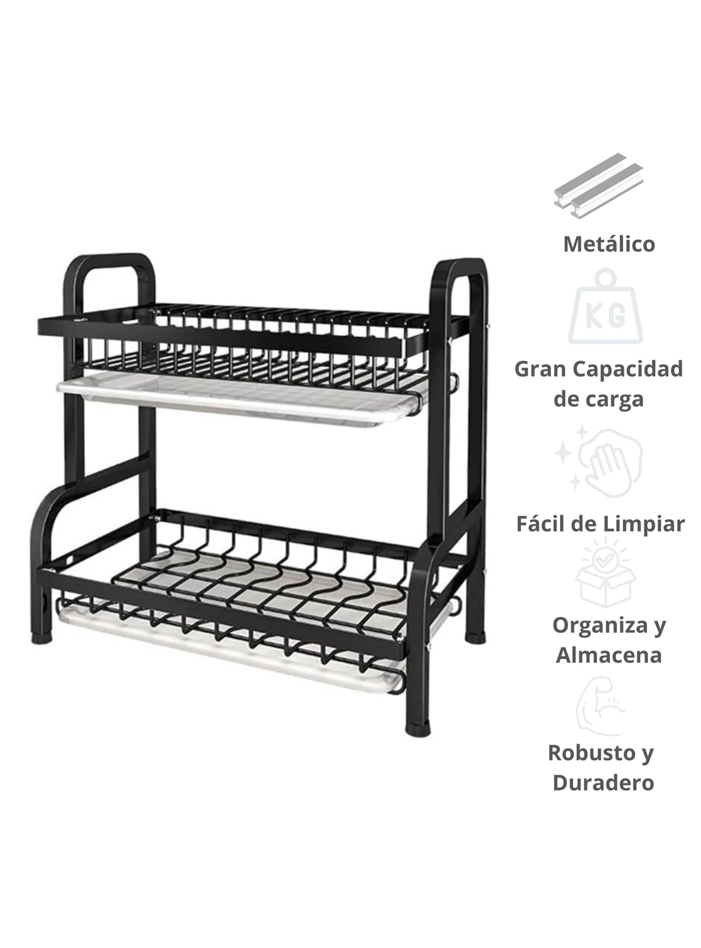 Escurridor platos secador loza inoxidable 2 niveles inox-4