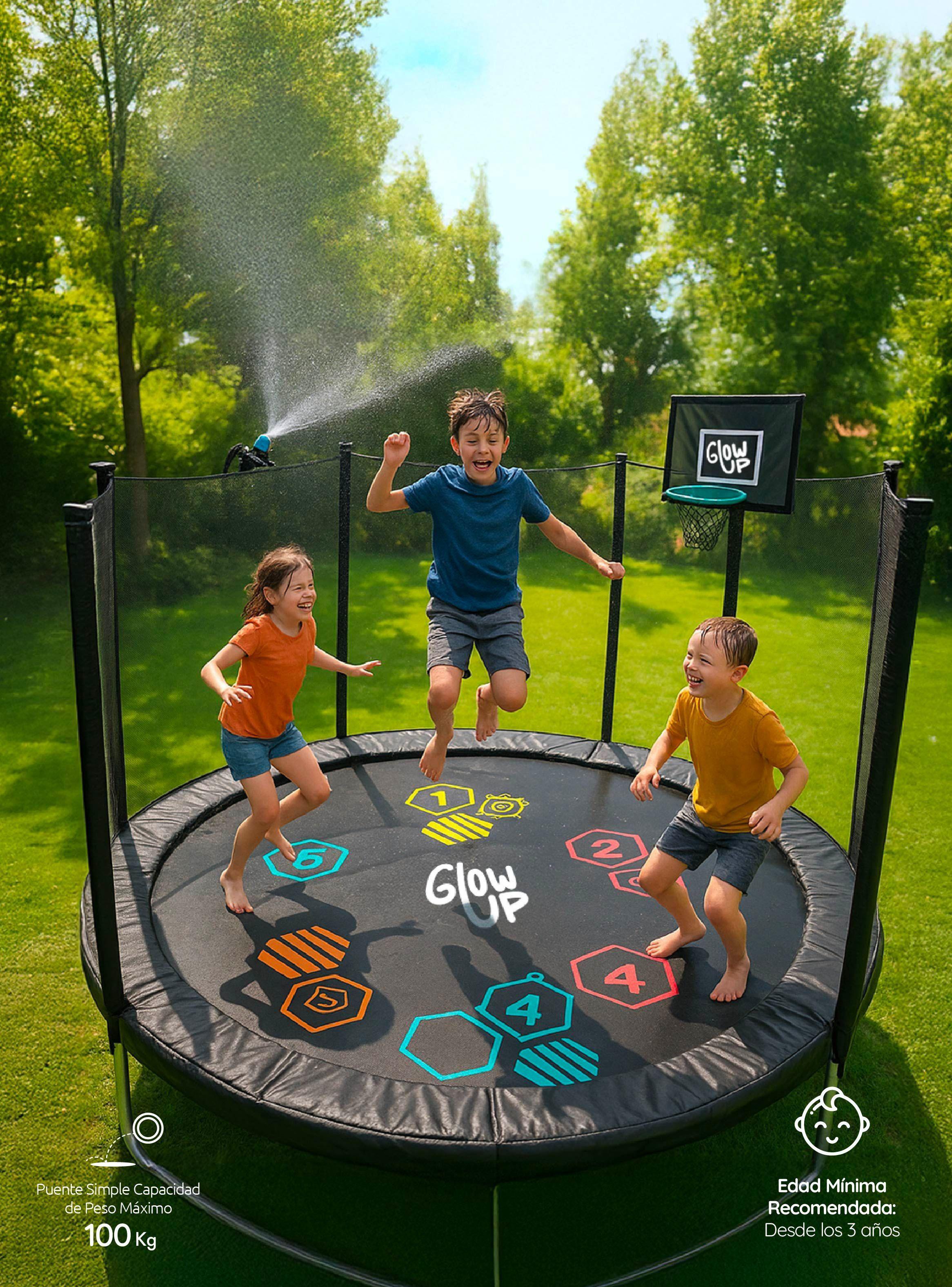 Cama Elástica 8ft 2.44 mts GlowUp Limited Edition Juegos de agua Malla y Escalera-7