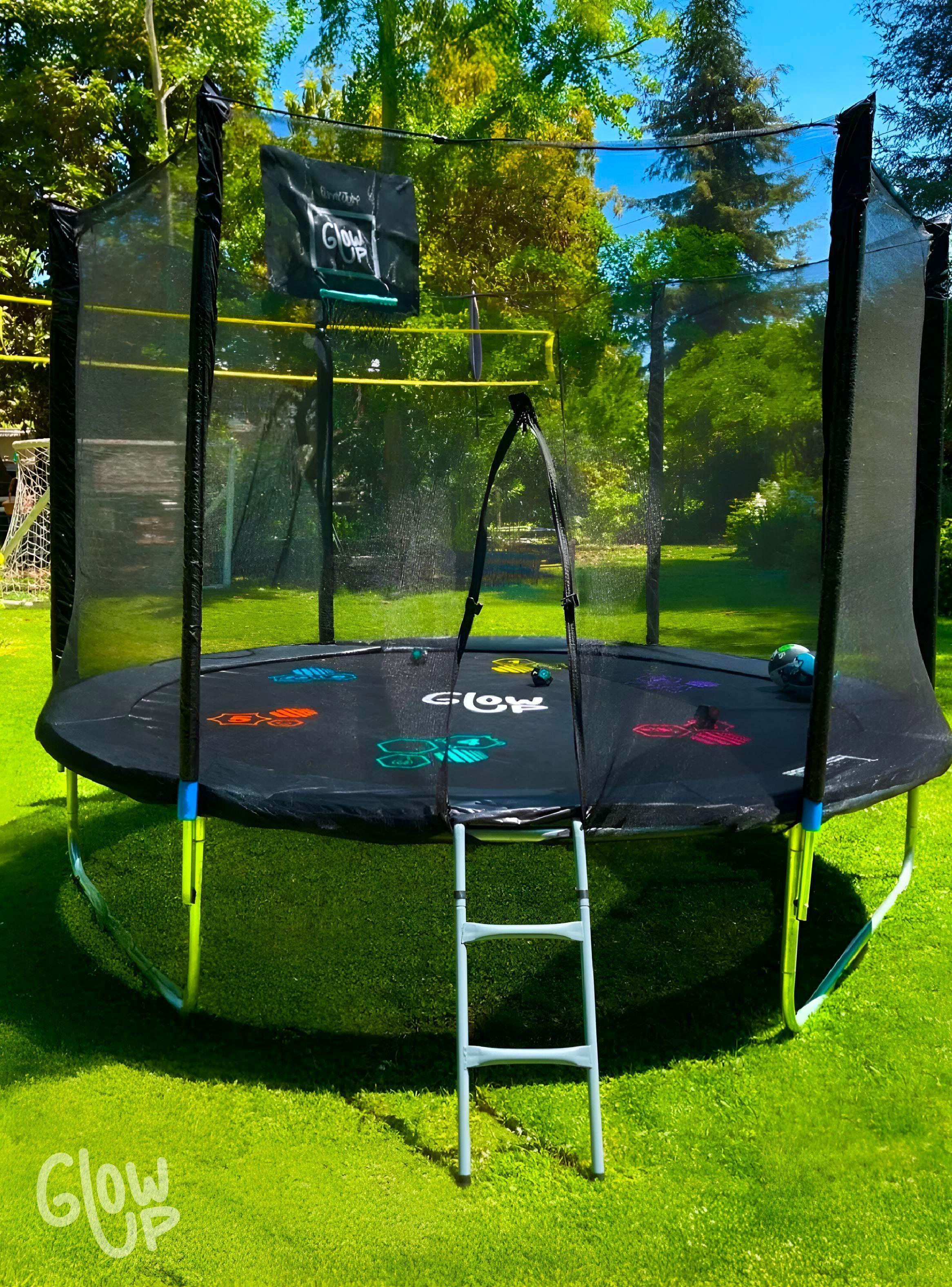 Cama Elástica 8ft 2.44 mts GlowUp Limited Edition Juegos de agua Malla y Escalera-6