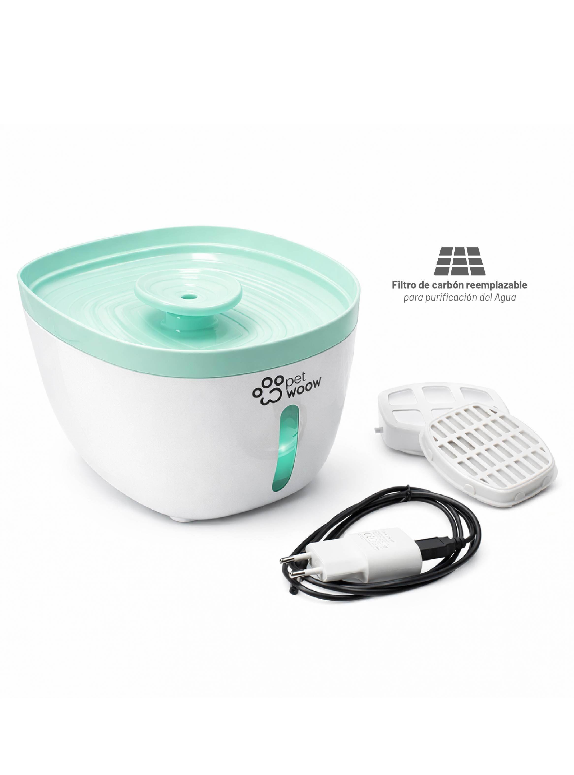 Bebedero o Fuente de Agua para Perros y Gatos Verde Petwoow-3