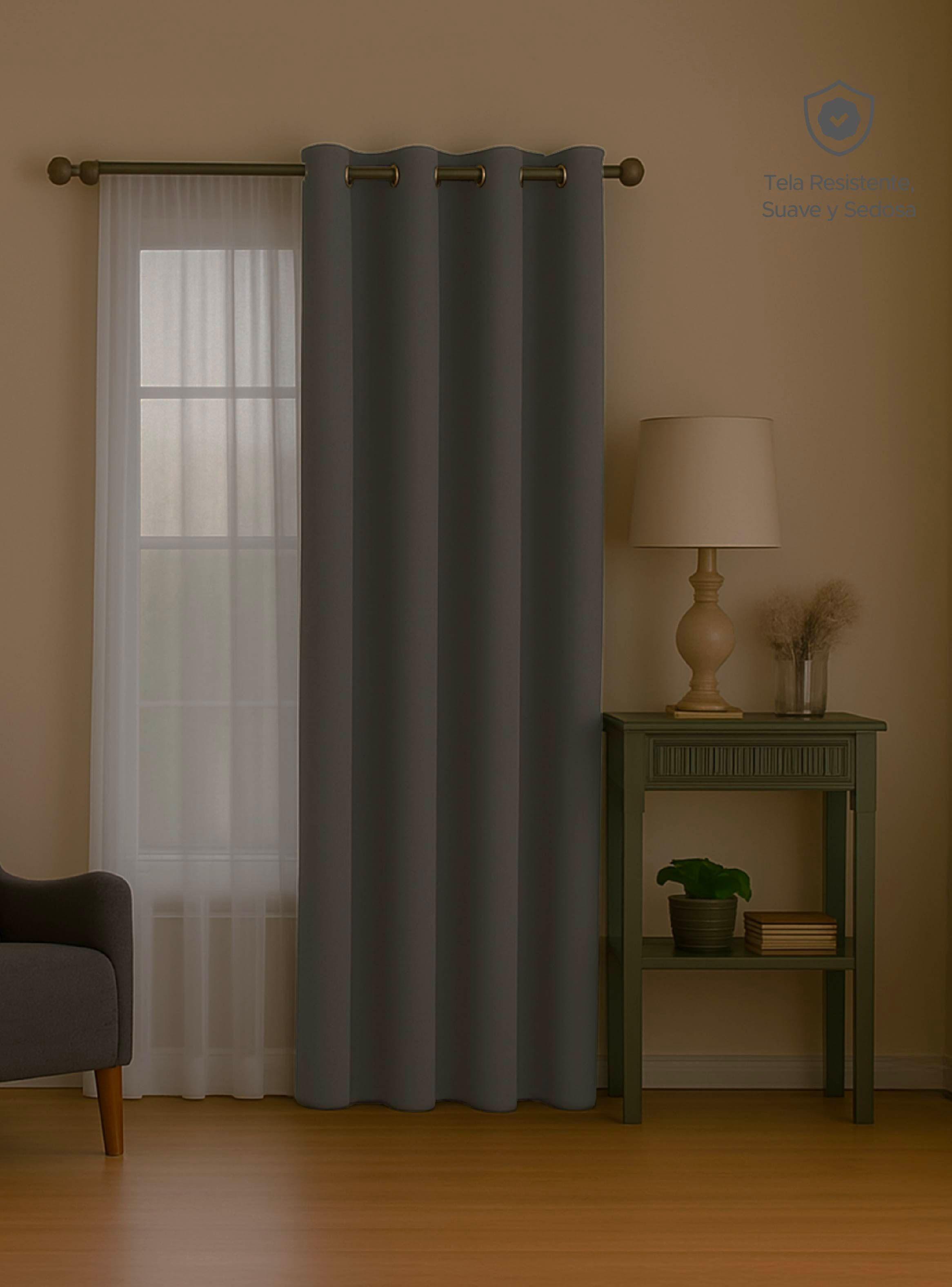 Cortina de Tela Blackout Gris + Velo Vincenzi 140x220-5