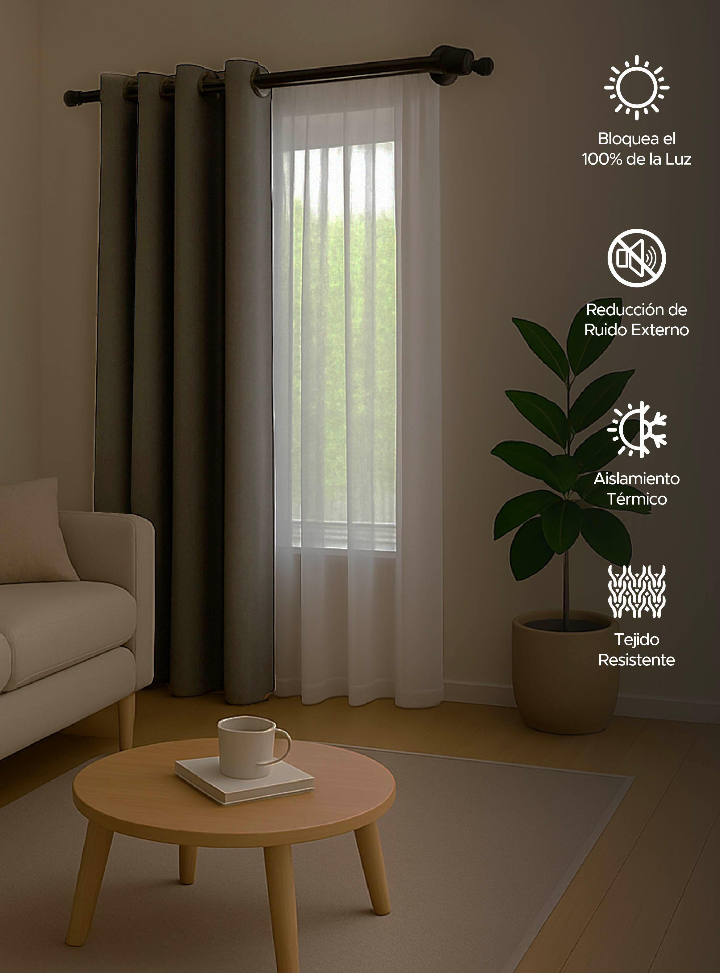 Cortina de Tela Blackout Gris + Velo Vincenzi 140x220-4