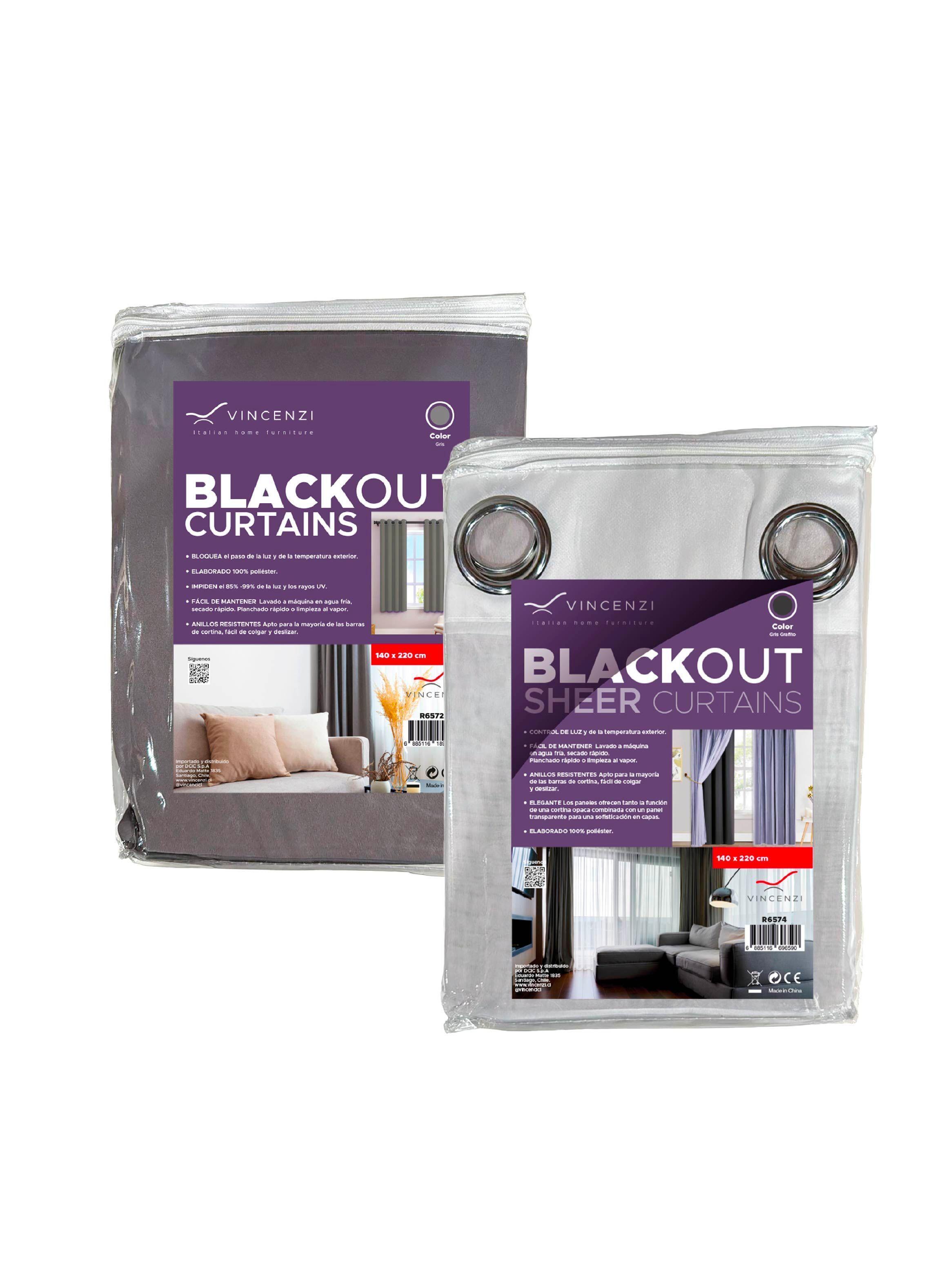 Cortina de Tela Blackout Gris + Velo Vincenzi 140x220-7