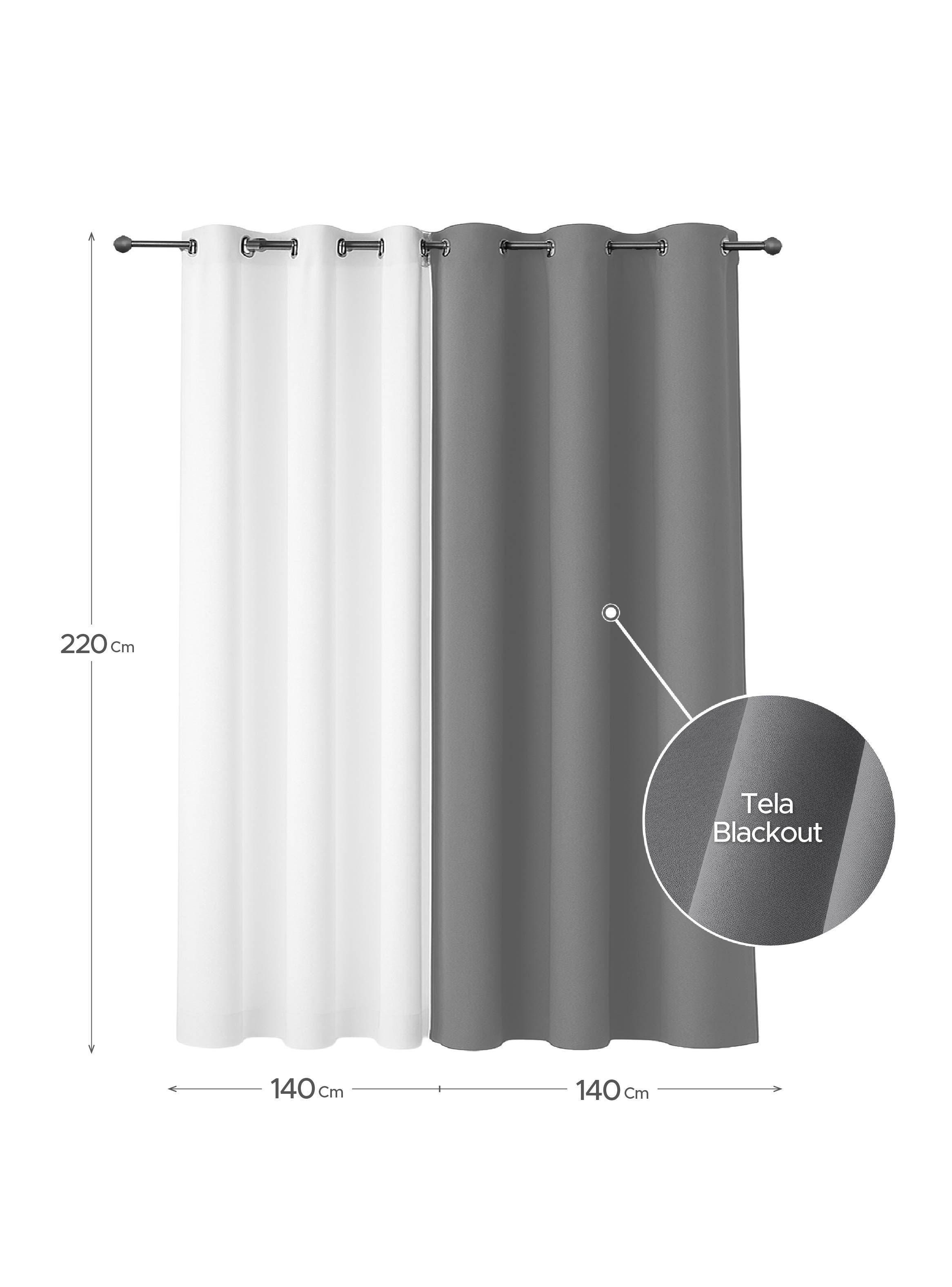 Cortina de Tela Blackout Gris + Velo Vincenzi 140x220-1