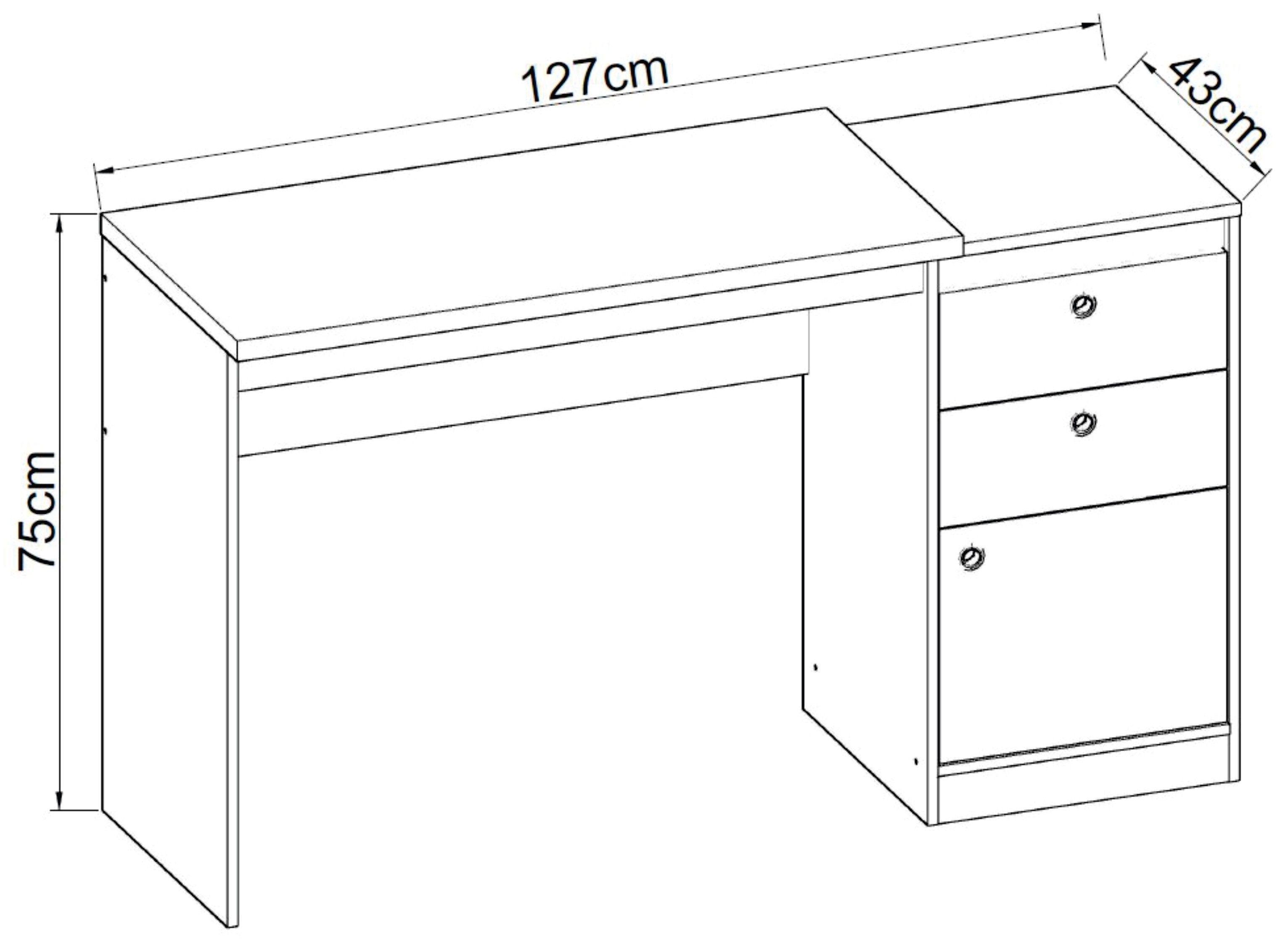 Escritorio Madera 3 Cajones Blanco-1