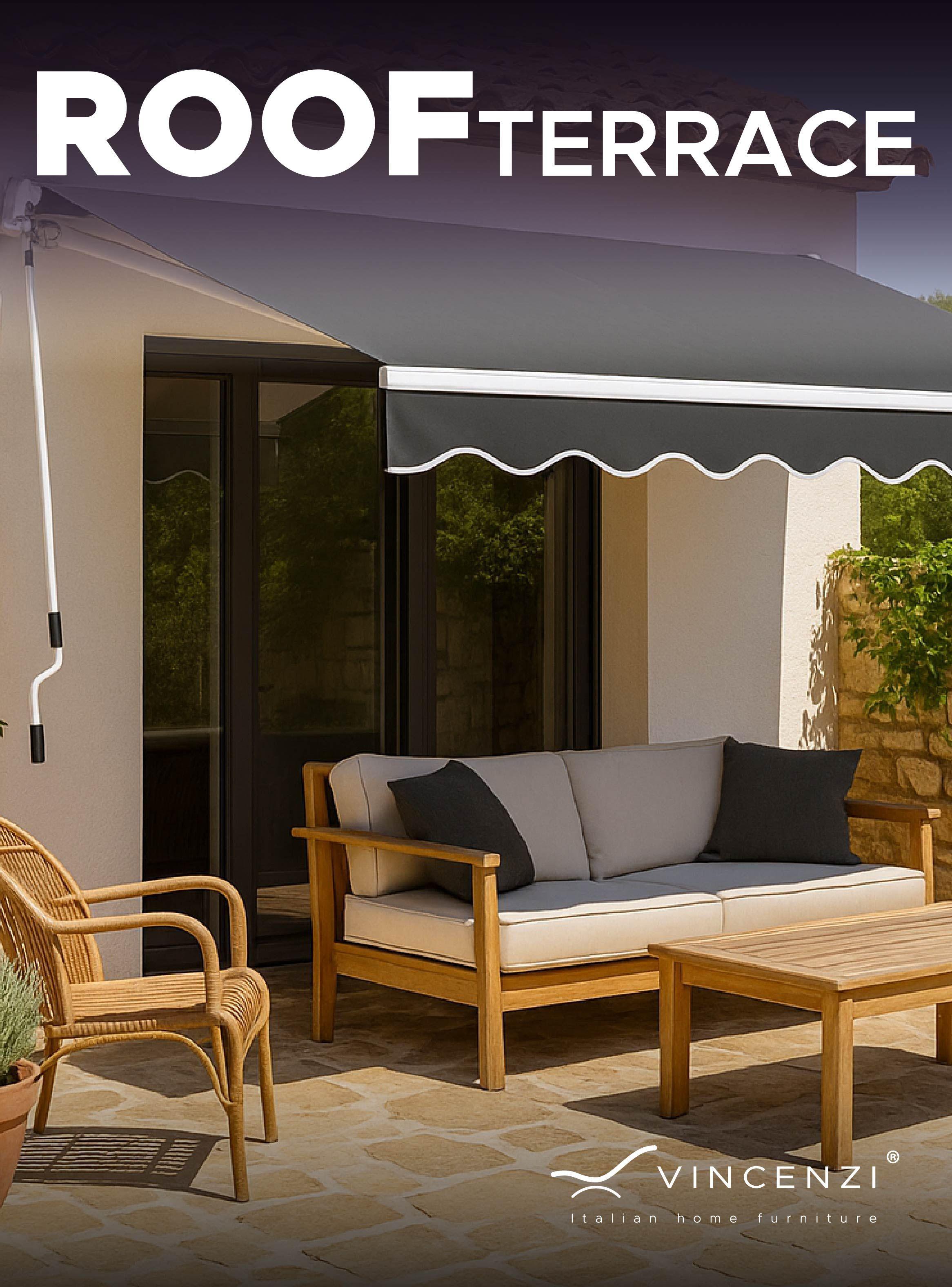 Toldo Retráctil 400x250 Cm Grafito Brazo Manual Para Terraza Vincenzi-5