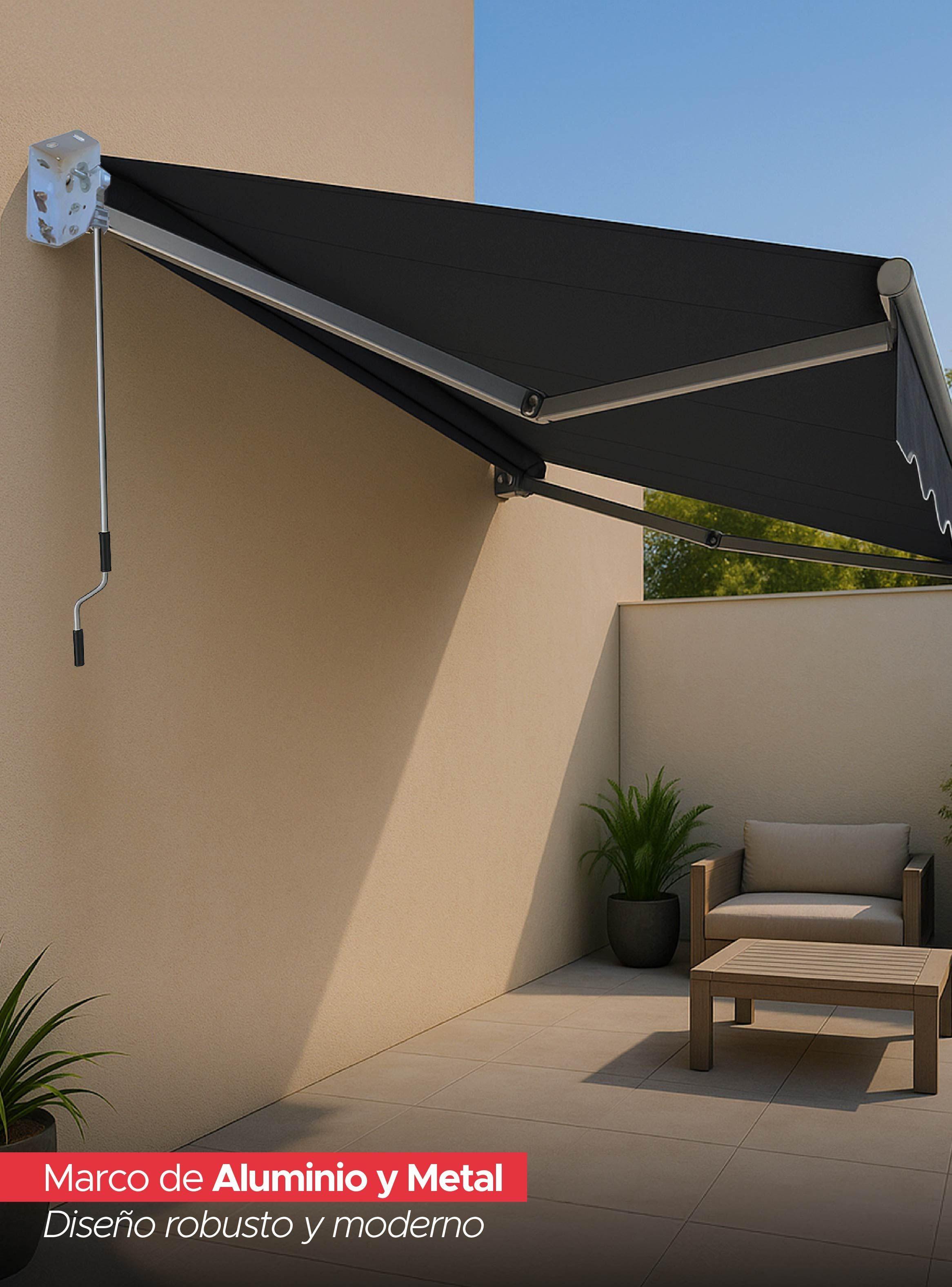 Toldo Retráctil 400x250 Cm Grafito Brazo Manual Para Terraza Vincenzi-3