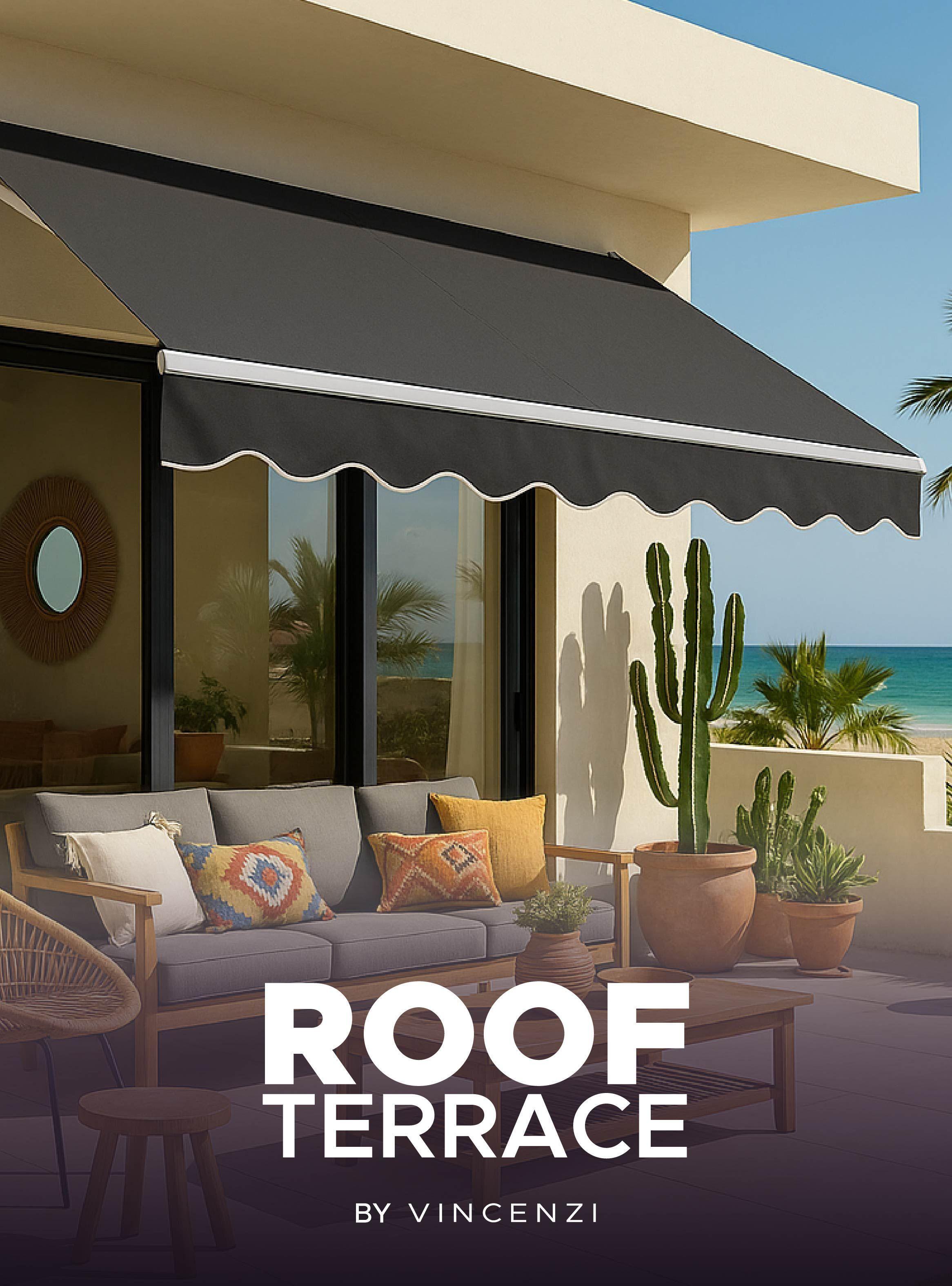 Toldo Retráctil 400x250 Cm Grafito Brazo Manual Para Terraza Vincenzi-5