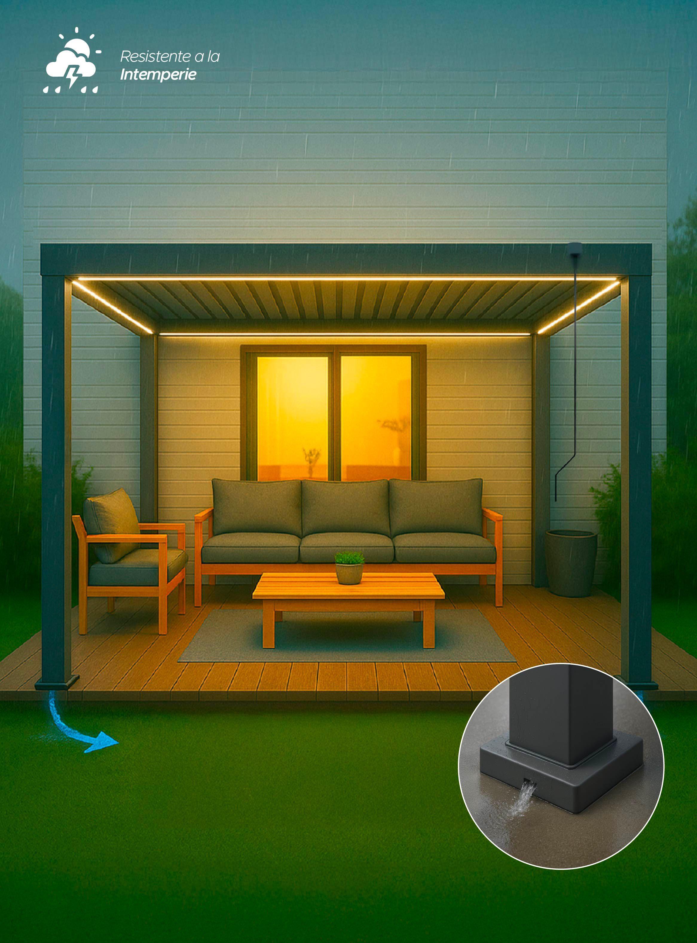 Pérgola Bioclimática 3x3 mts Arcadia Luz Led Solar Vincenzi-3