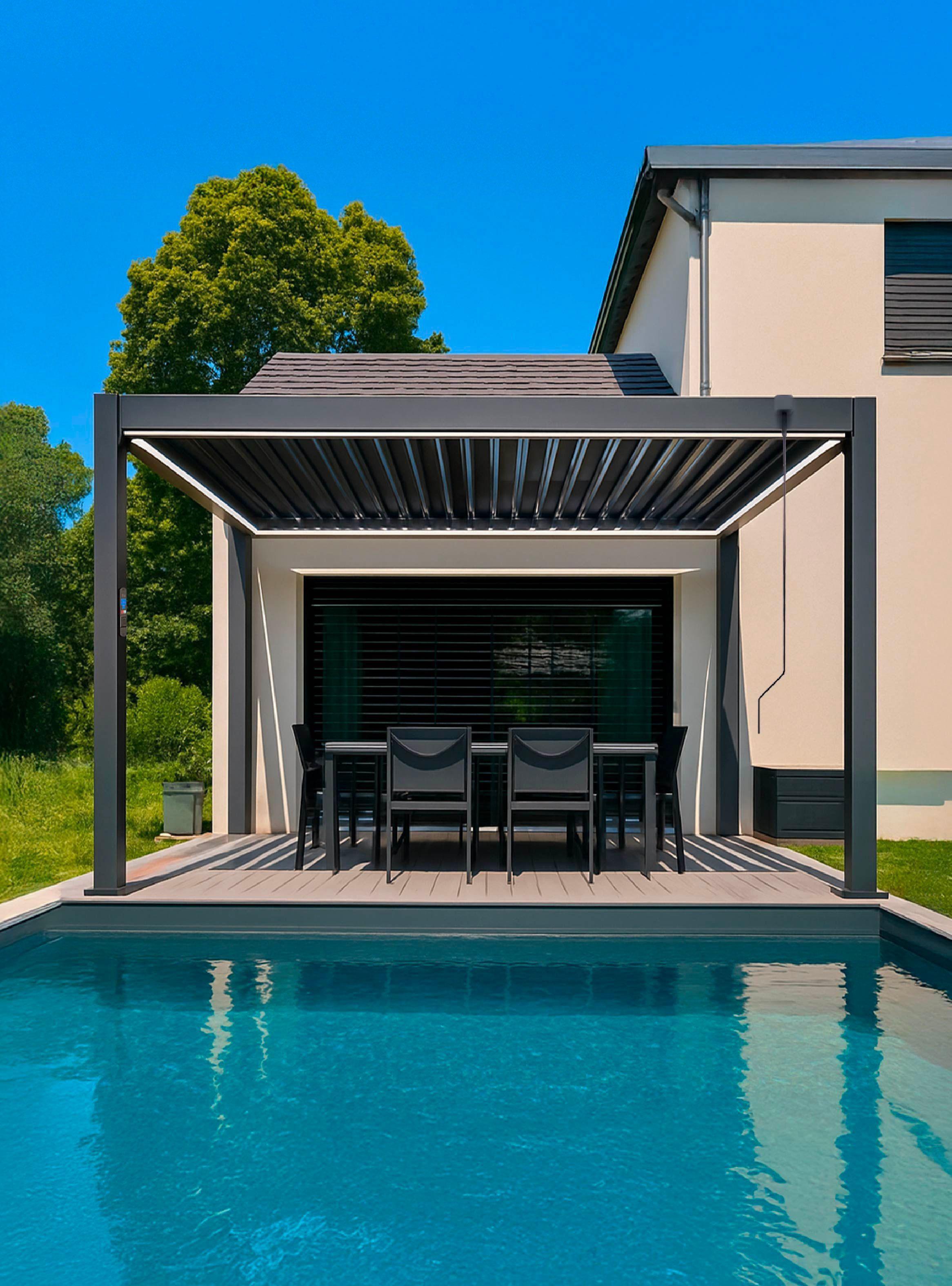 Pérgola Bioclimática 3x3 mts Arcadia Luz Led Solar Vincenzi-6