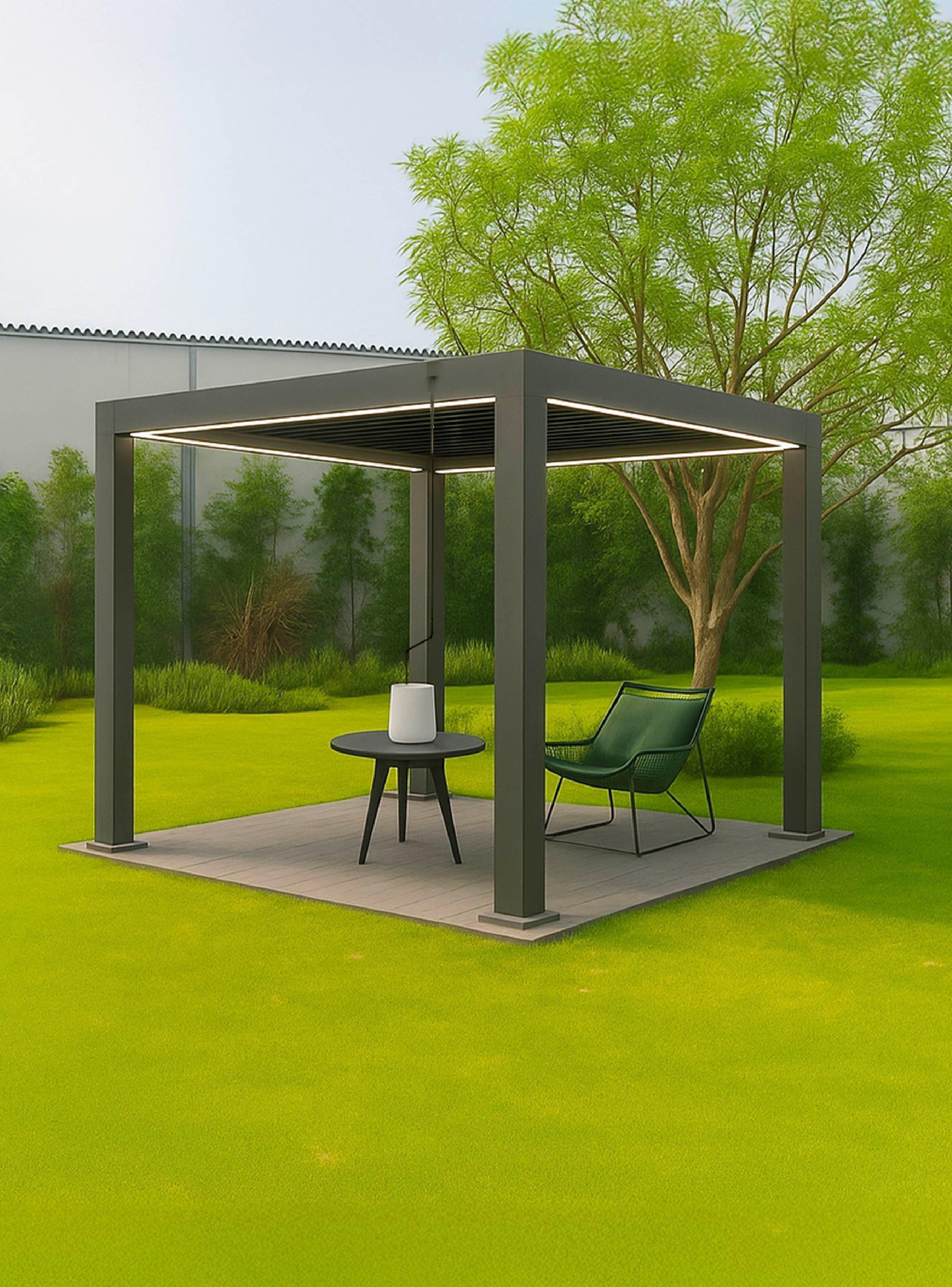 Pérgola Bioclimática 3x3 mts Arcadia Luz Led Solar Vincenzi-5