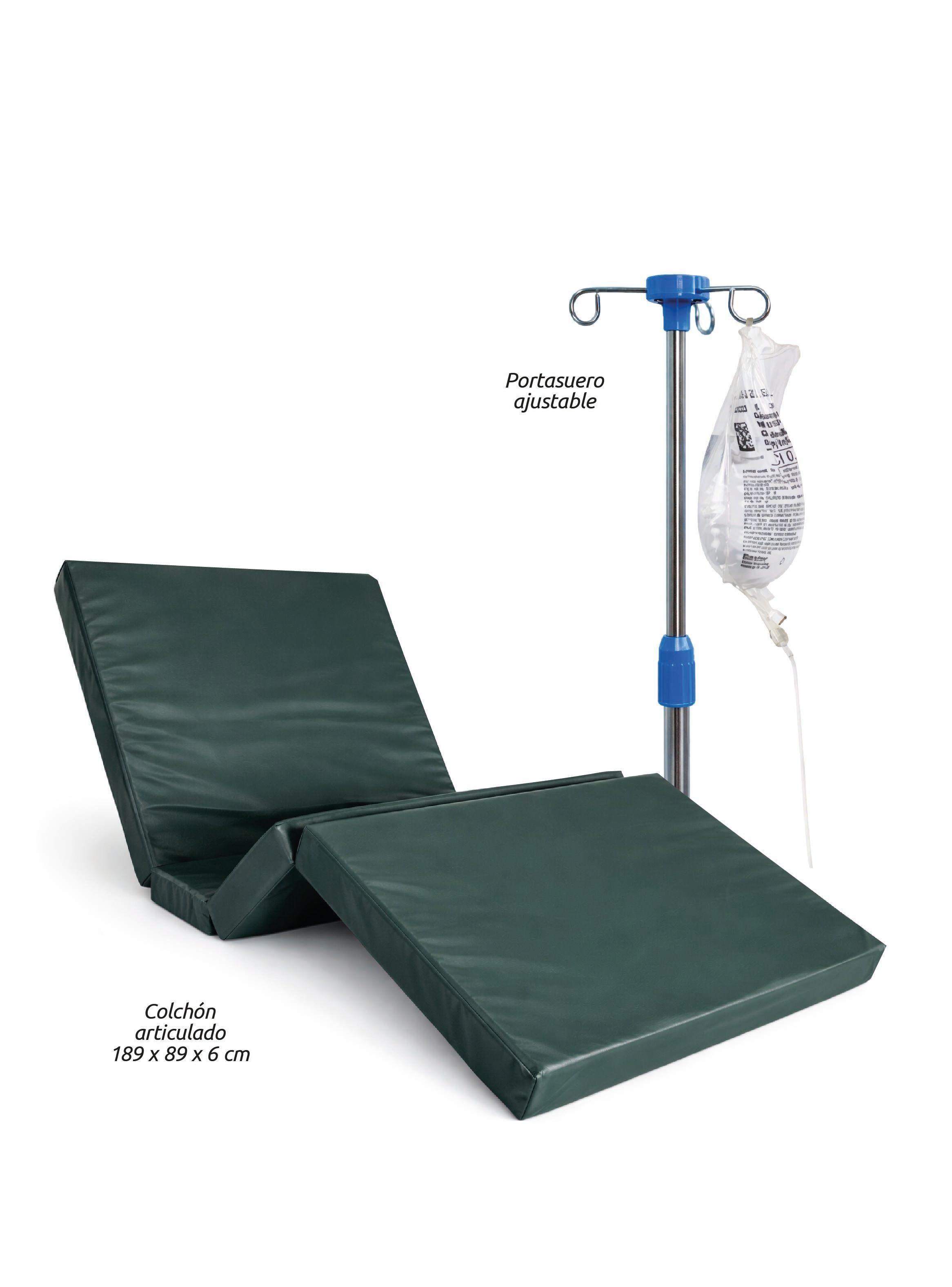 Catre clínico con Colchón porta suero barandas y ruedas reforzadas Acqui-5