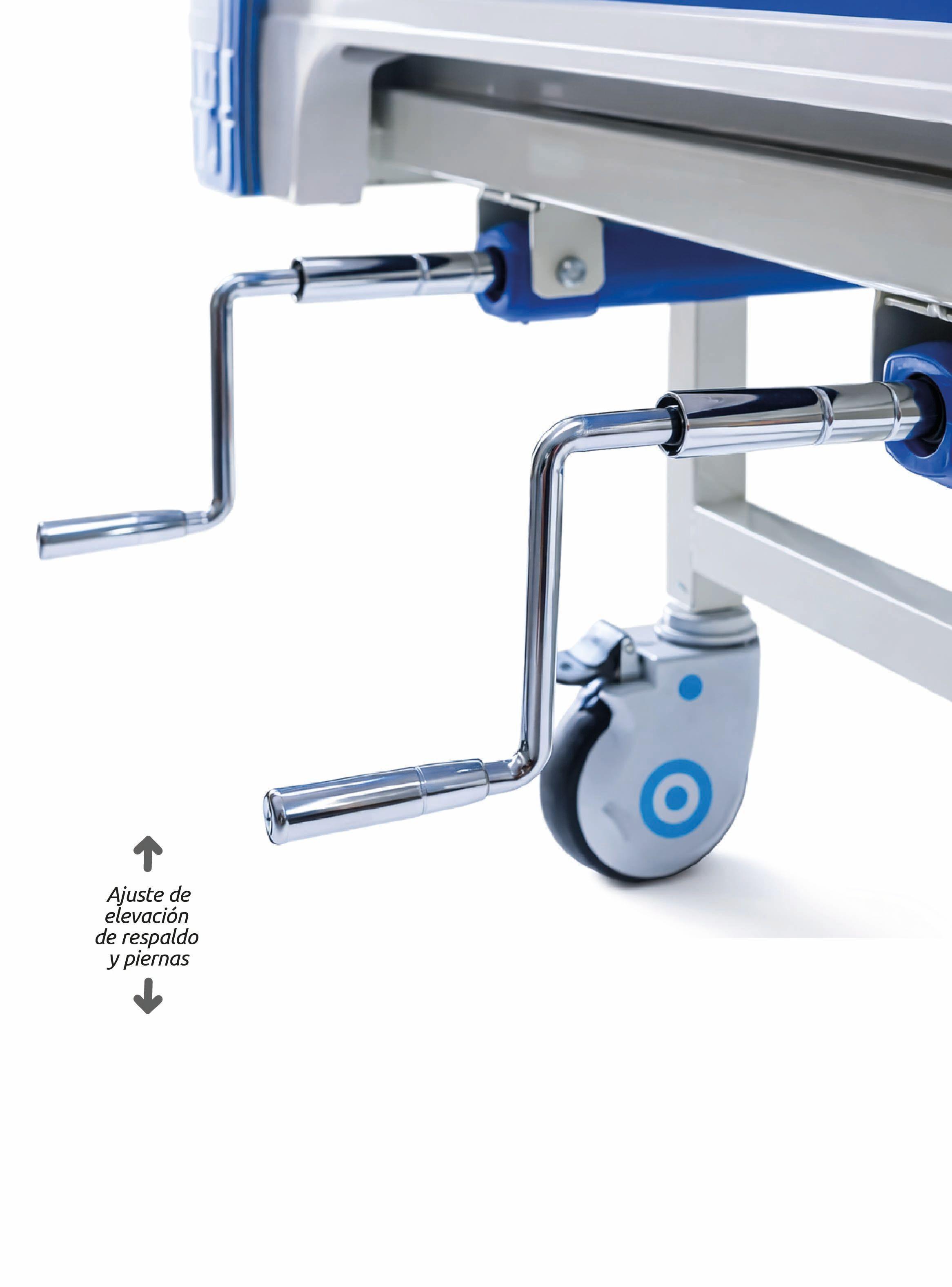 Catre clínico con Colchón porta suero barandas y ruedas reforzadas Acqui-6