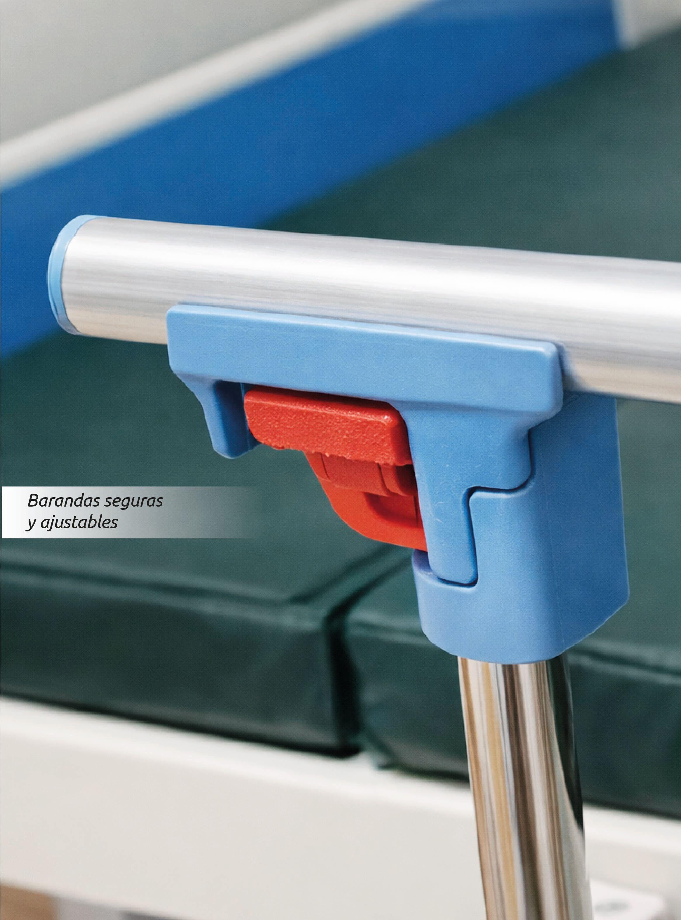 Catre clínico con Colchón porta suero barandas y ruedas reforzadas Acqui-7